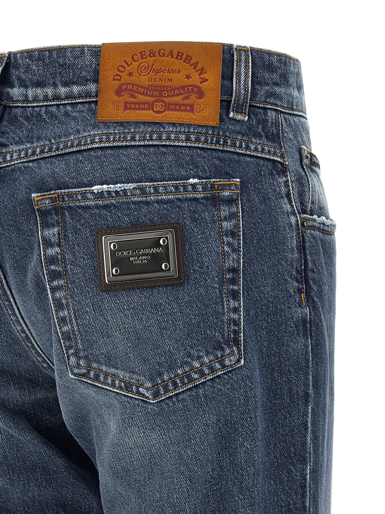 Dolce & Gabbana Blue Cotton Straight-Leg Jeans Dolce & Gabbana