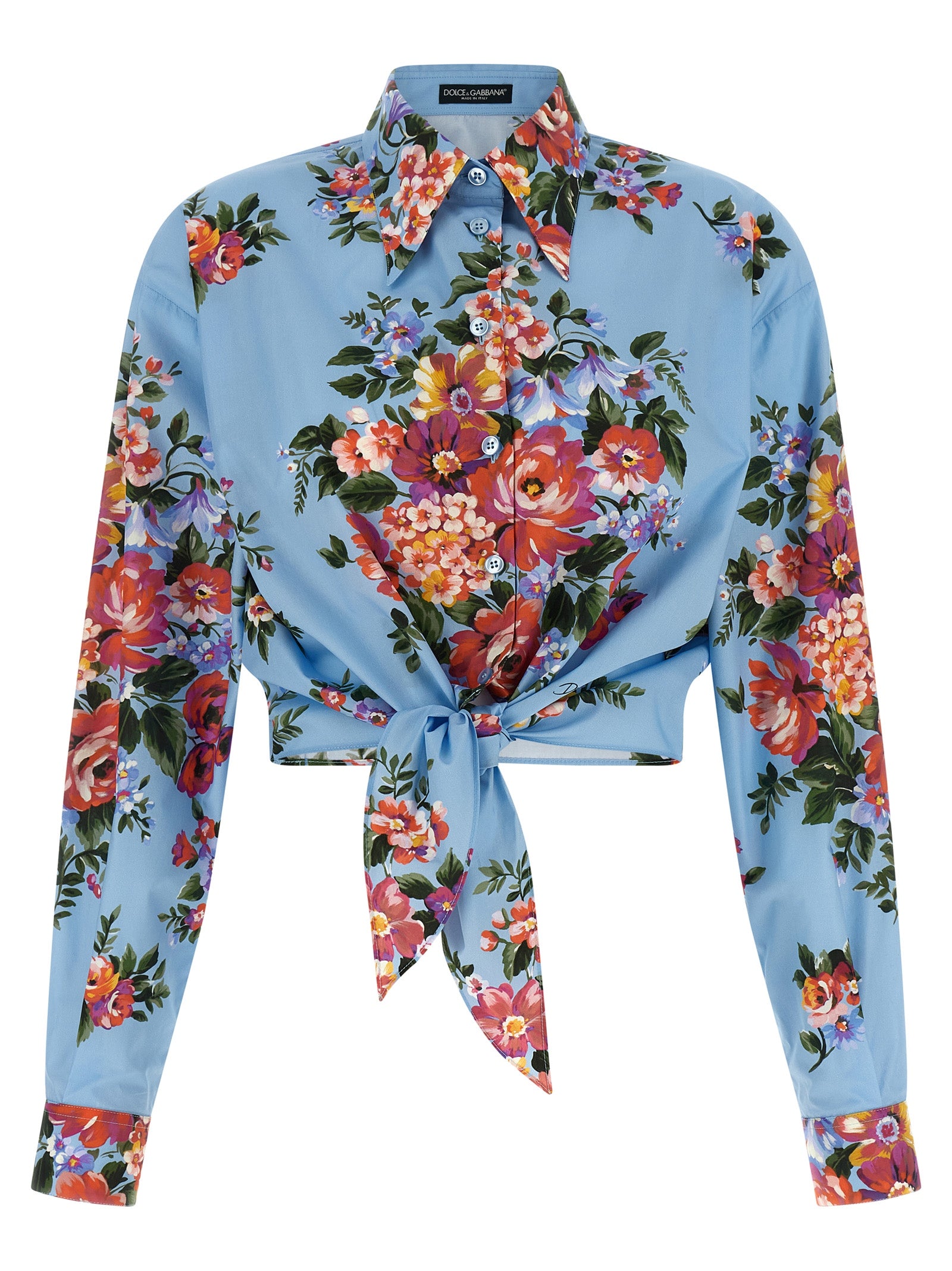 Dolce & Gabbana Blue Cotton Blouse Dolce & Gabbana