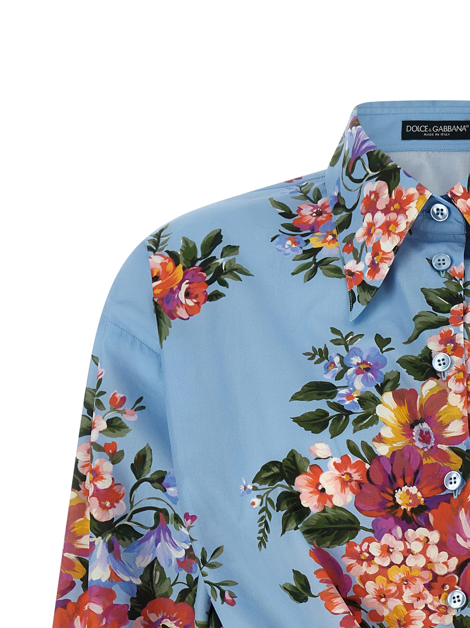 Dolce & Gabbana Blue Cotton Blouse Dolce & Gabbana