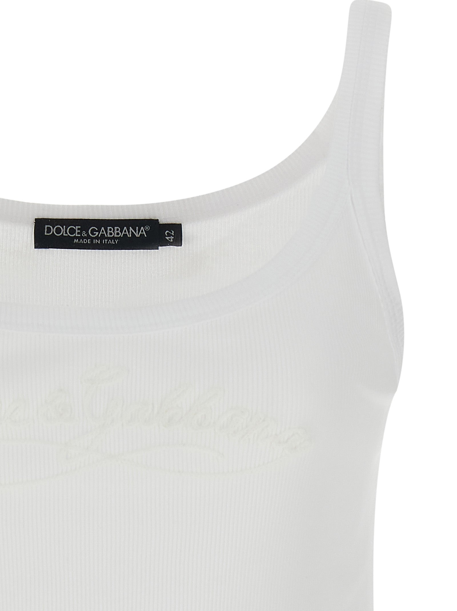 Dolce & Gabbana White Cotton Sleeveles T-Shirt Dolce & Gabbana