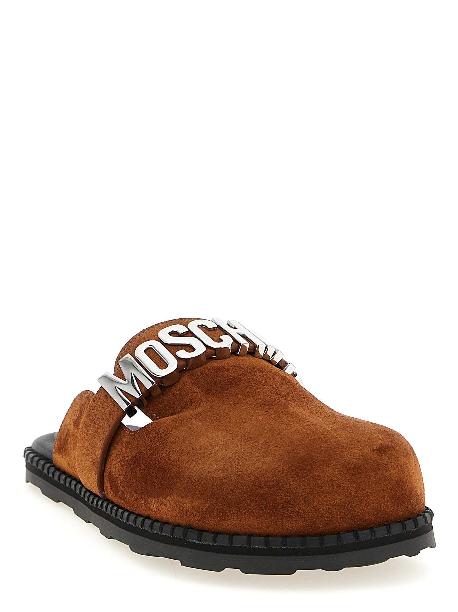 Moschino Brown Calfskin Clogs Moschino