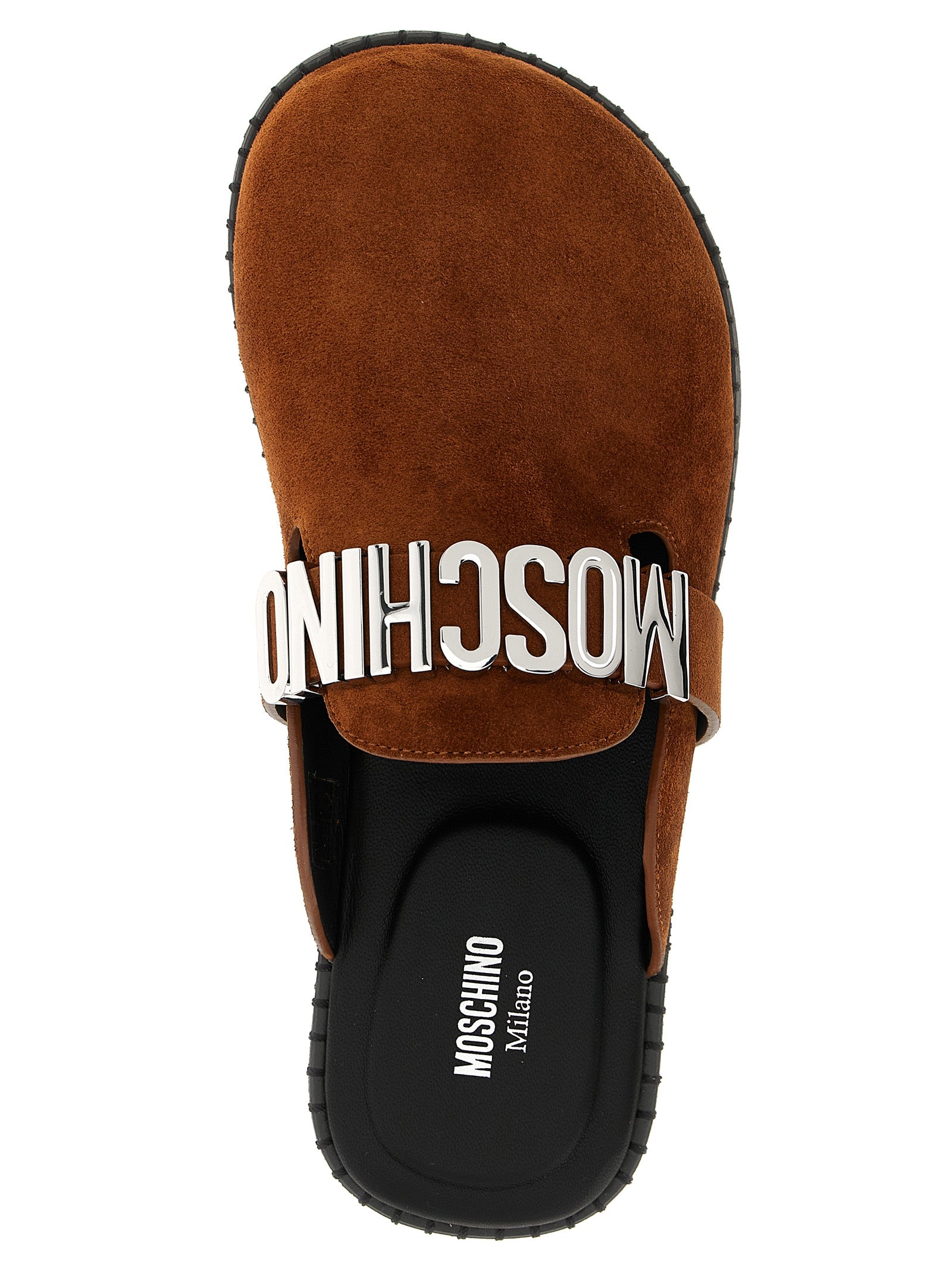 Moschino Brown Calfskin Clogs Moschino