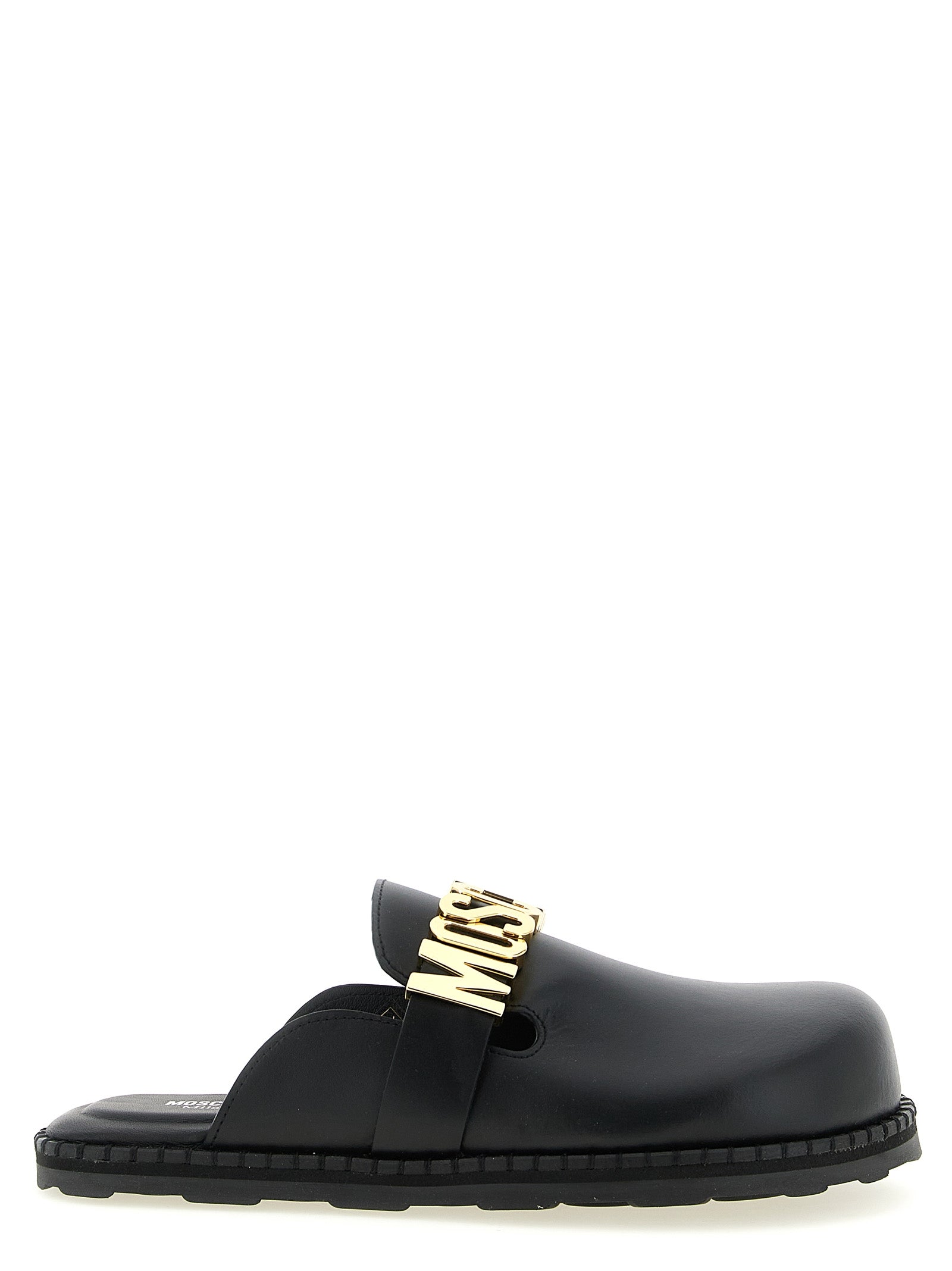 Moschino Black Calfskin Clogs Moschino