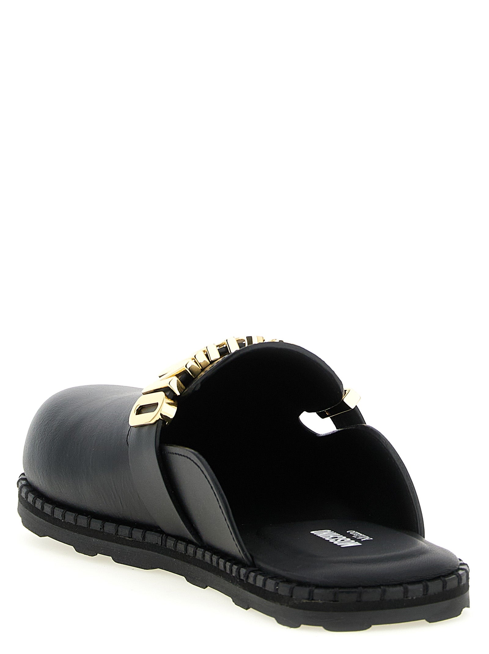 Moschino Black Calfskin Clogs Moschino