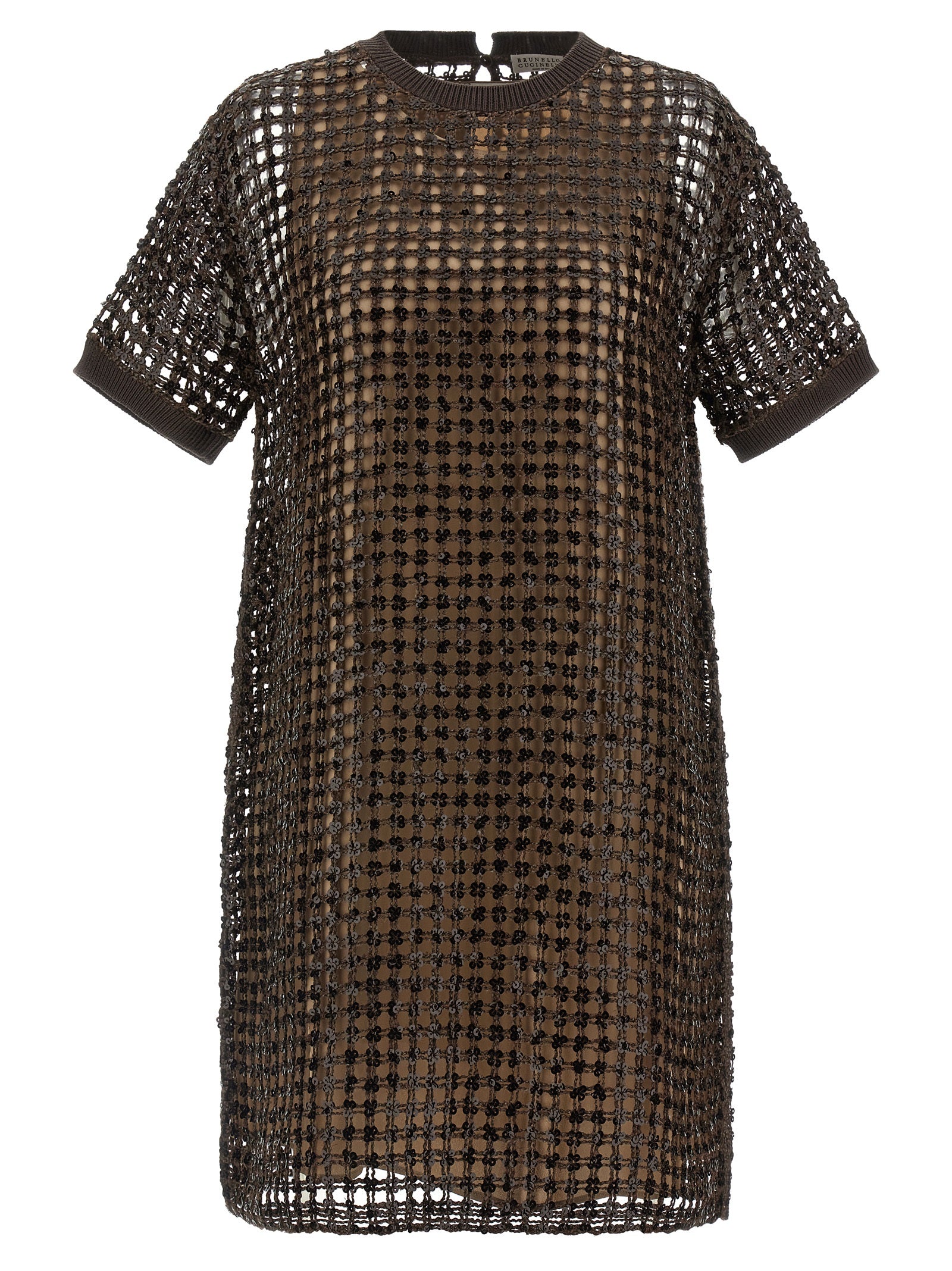 Brunello Cucinelli Brown Silk Short Dress Brunello Cucinelli