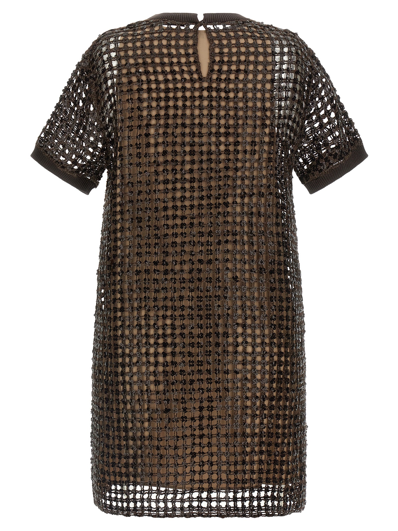 Brunello Cucinelli Brown Silk Short Dress Brunello Cucinelli