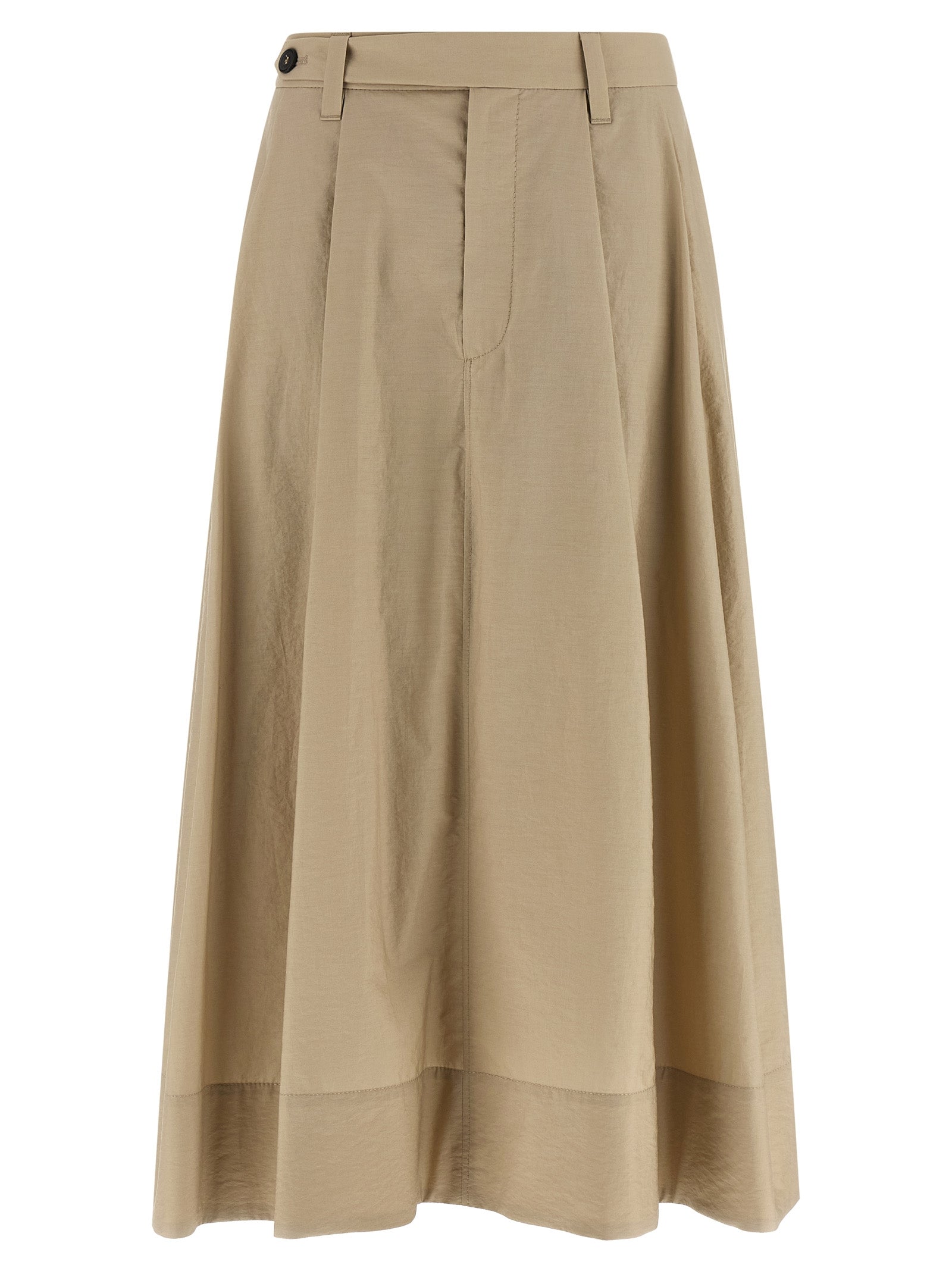 Brunello Cucinelli Beige Cotton Midi Skirt Brunello Cucinelli