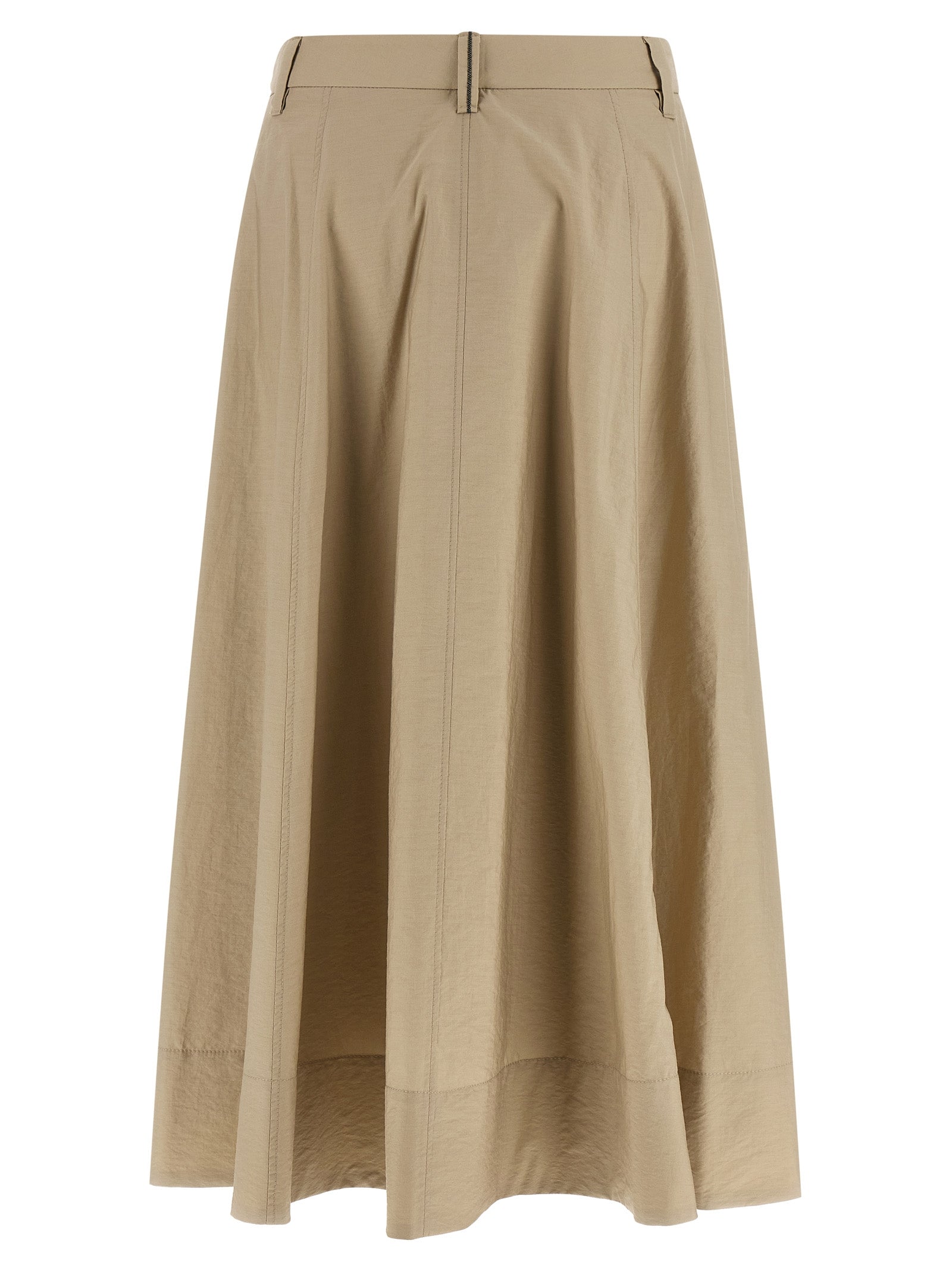 Brunello Cucinelli Beige Cotton Midi Skirt Brunello Cucinelli