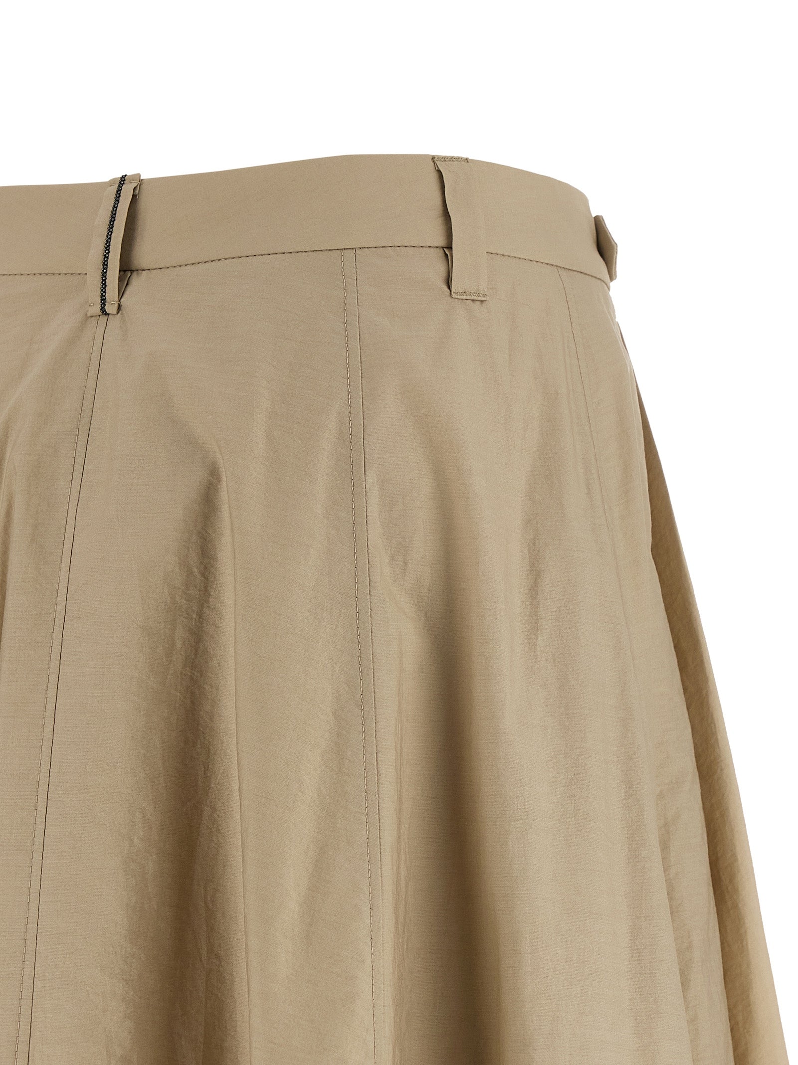 Brunello Cucinelli Beige Cotton Midi Skirt Brunello Cucinelli