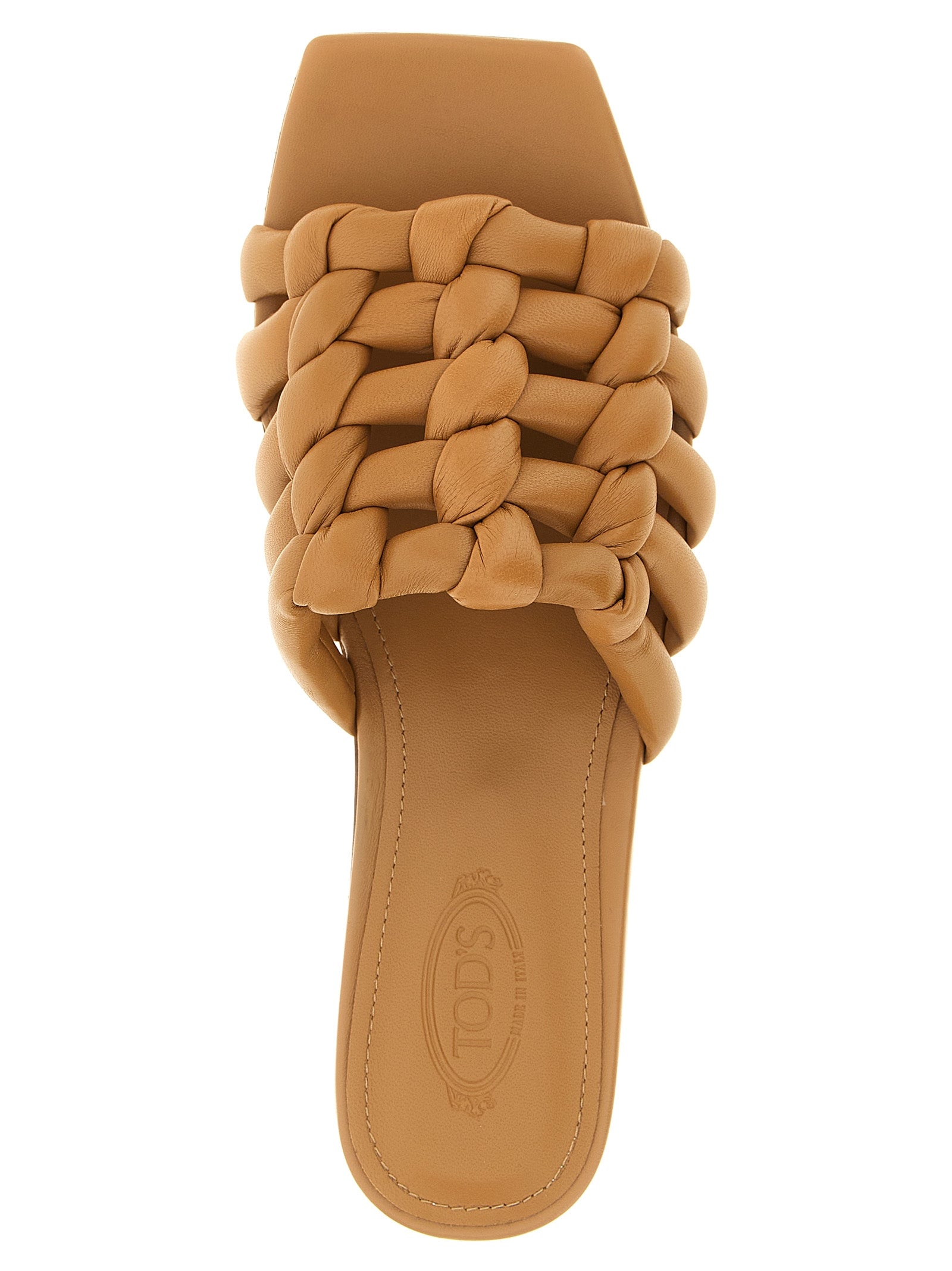 Tod's Brown Lambskin Slides Tod's