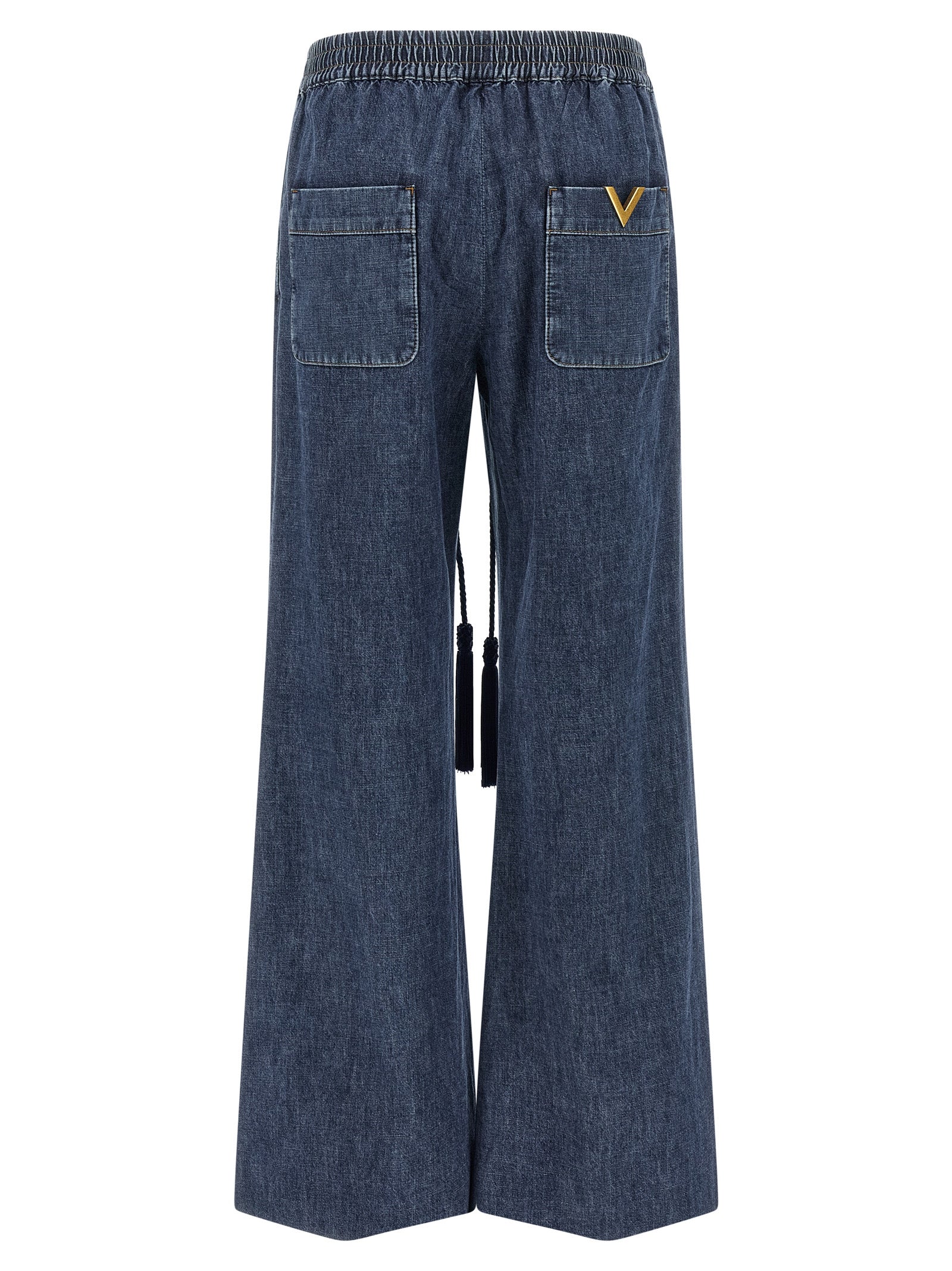 Valentino Garavani Blue Cotton Flared Jeans Valentino Garavani