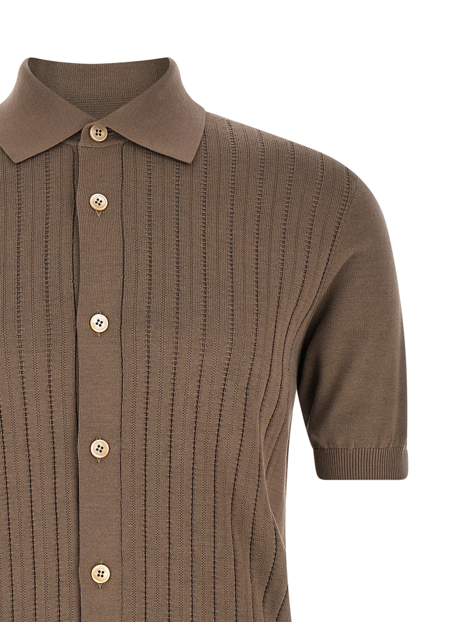 Brunello Cucinelli Brown Cotton Blouse Brunello Cucinelli