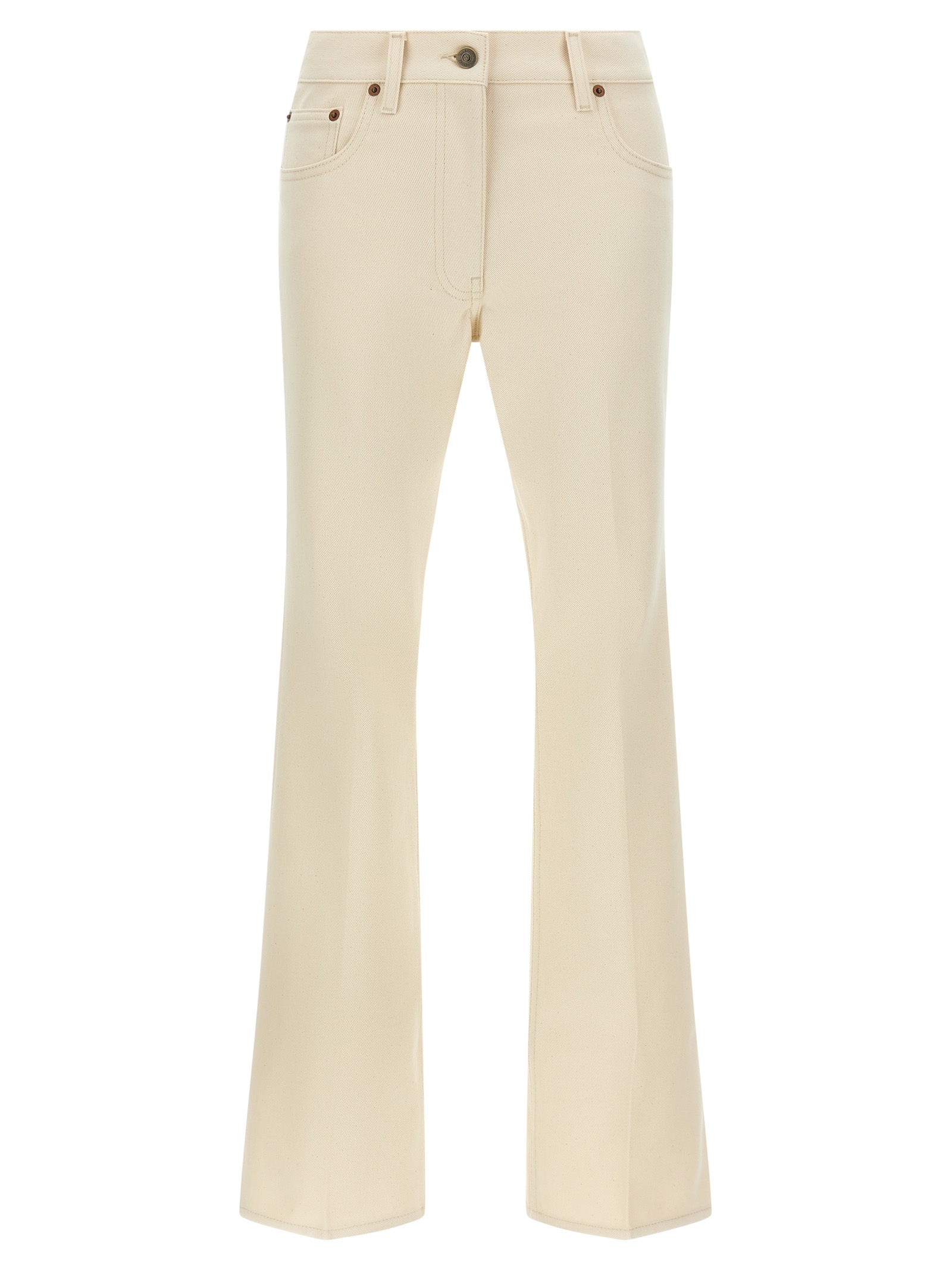 Valentino Garavani Beige Cotton Flared Jeans Valentino Garavani