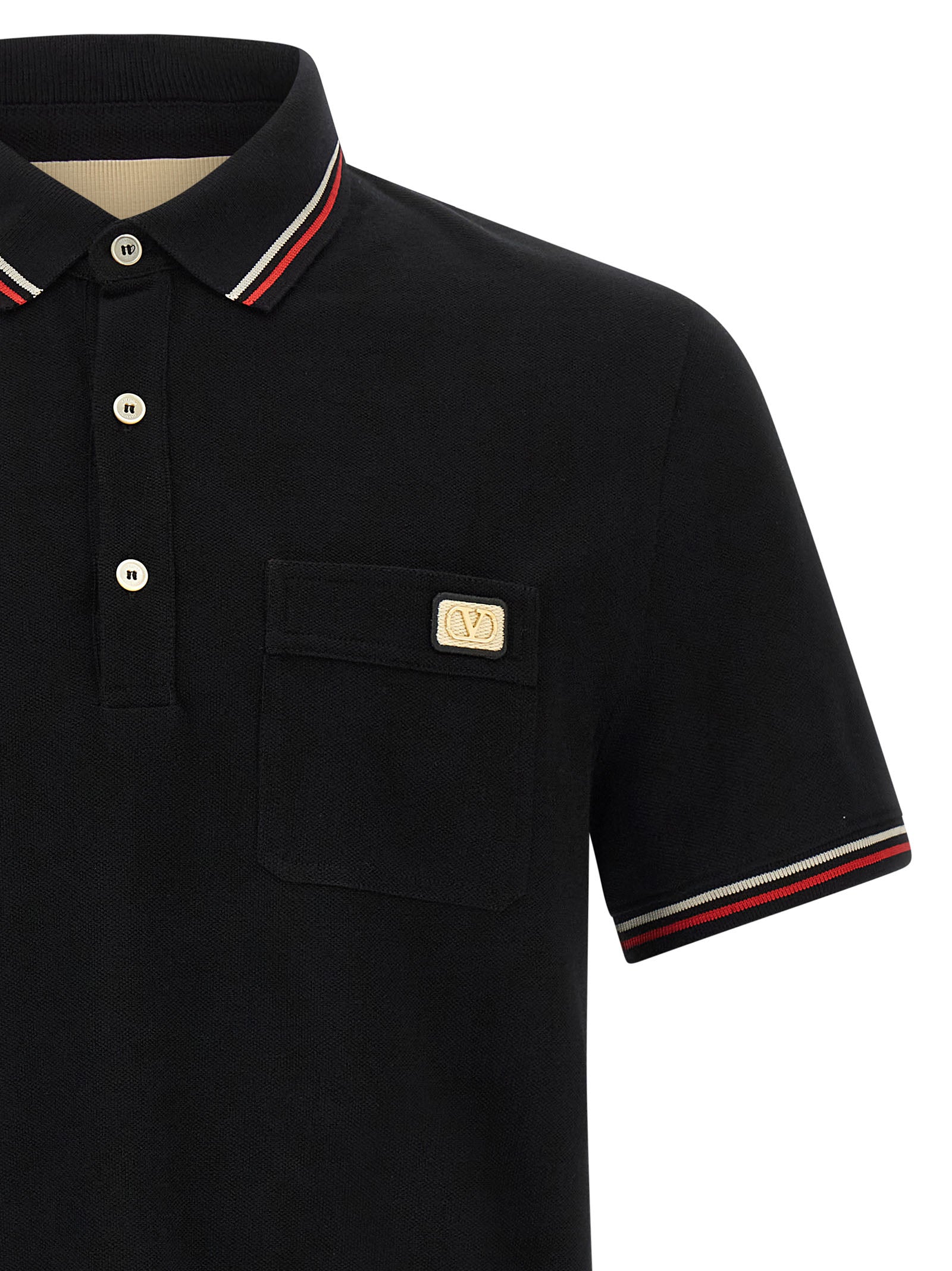 Valentino Garavani Black Cotton Polo Shirt Valentino Garavani
