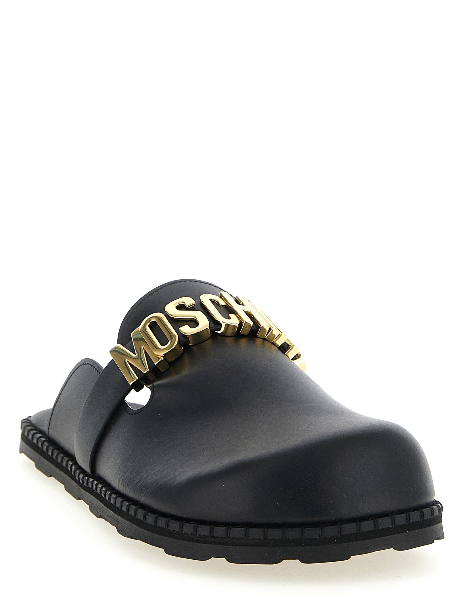 Moschino Black Calfskin Clogs Moschino