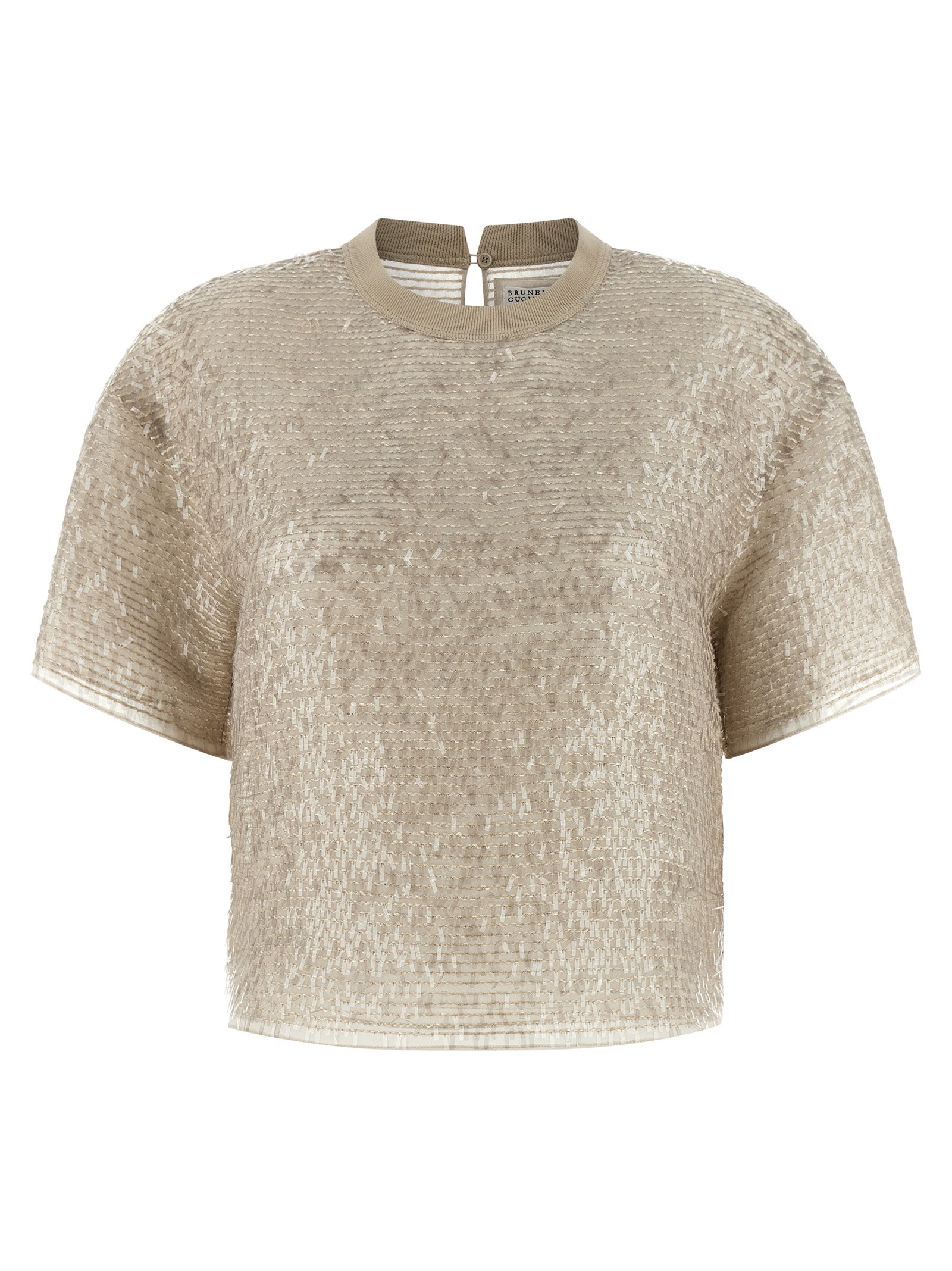 Brunello Cucinelli Beige Silk T-Shirt Brunello Cucinelli