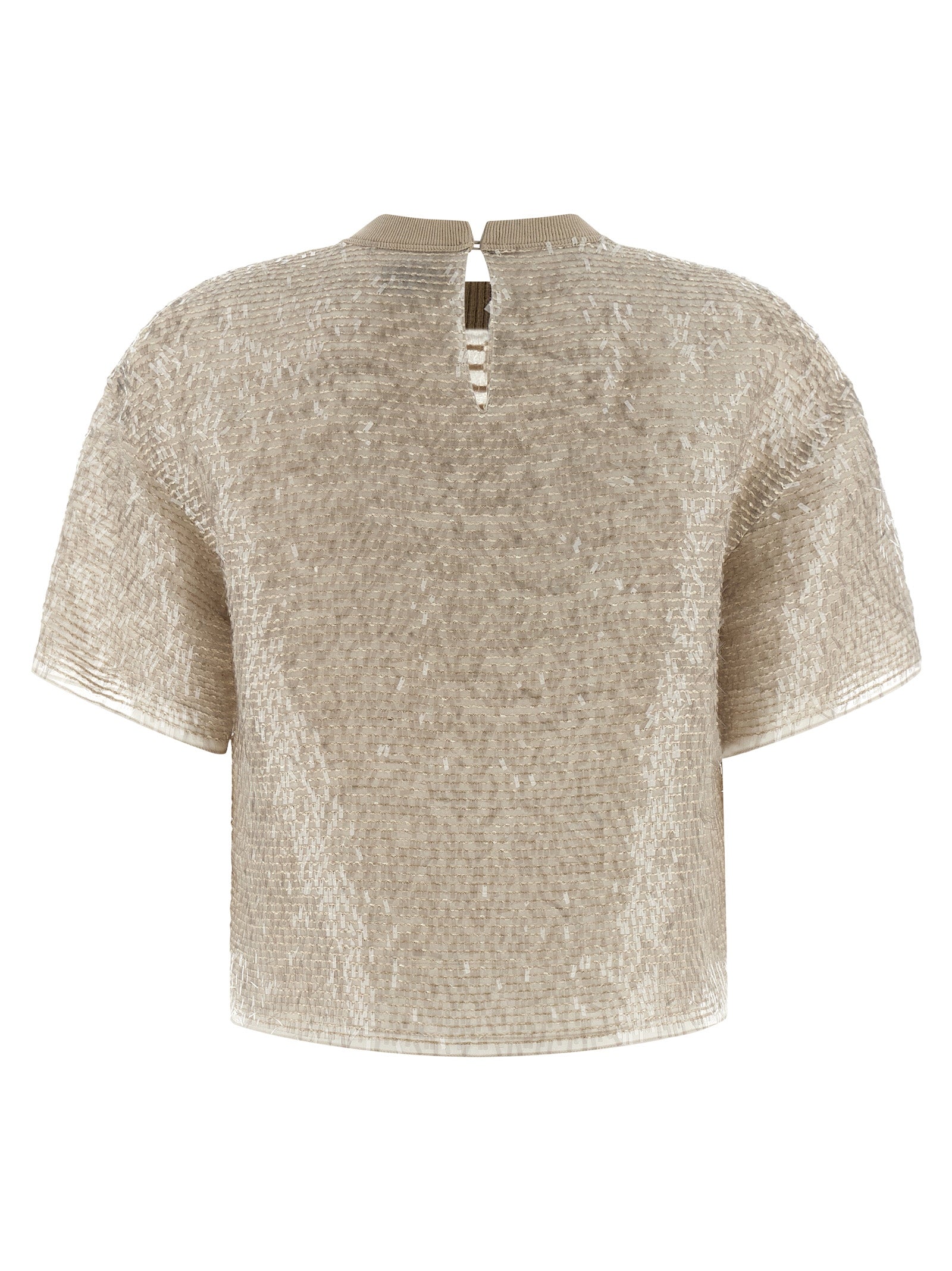 Brunello Cucinelli Beige Silk T-Shirt Brunello Cucinelli