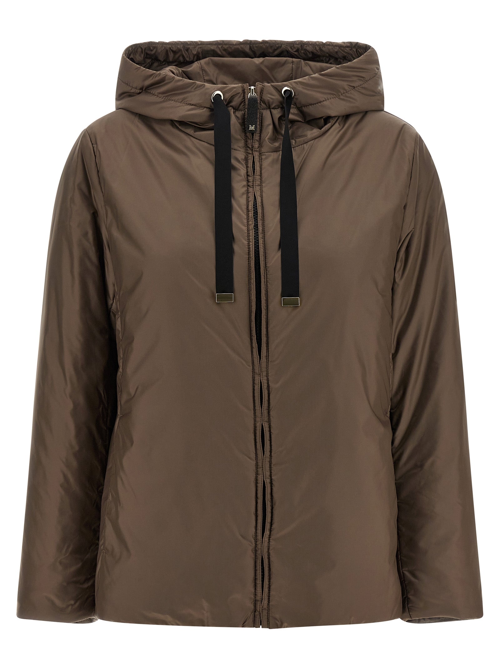 Max Mara Brown Polyester Full-Length Jacket Max Mara