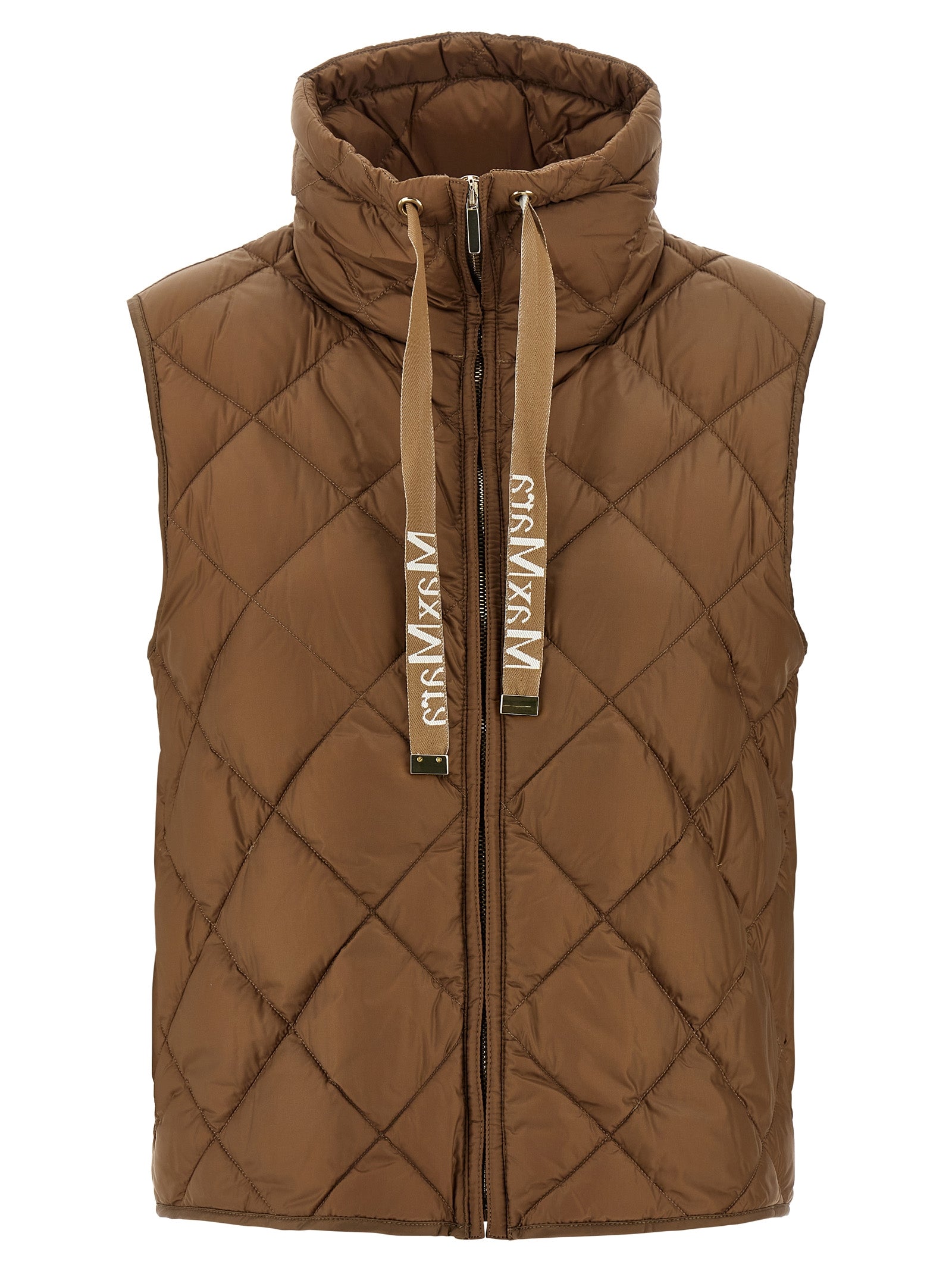 Max Mara Brown Polyamide Sleeveless Jacket Max Mara