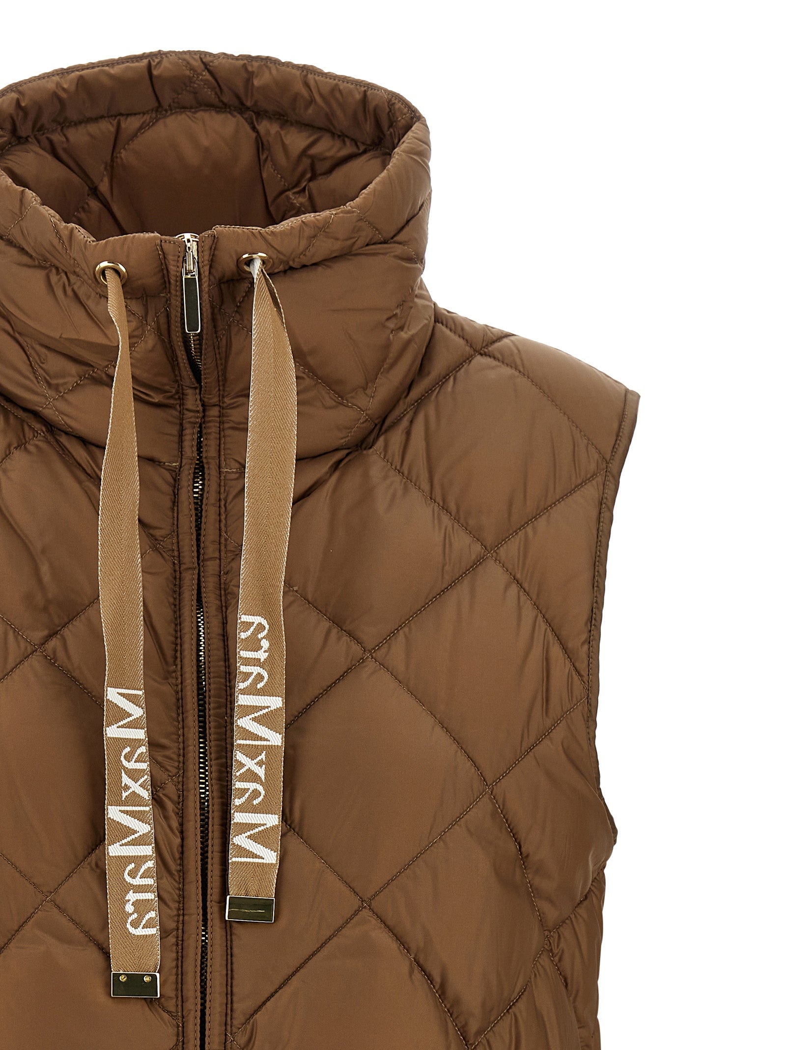 Max Mara Brown Polyamide Sleeveless Jacket Max Mara
