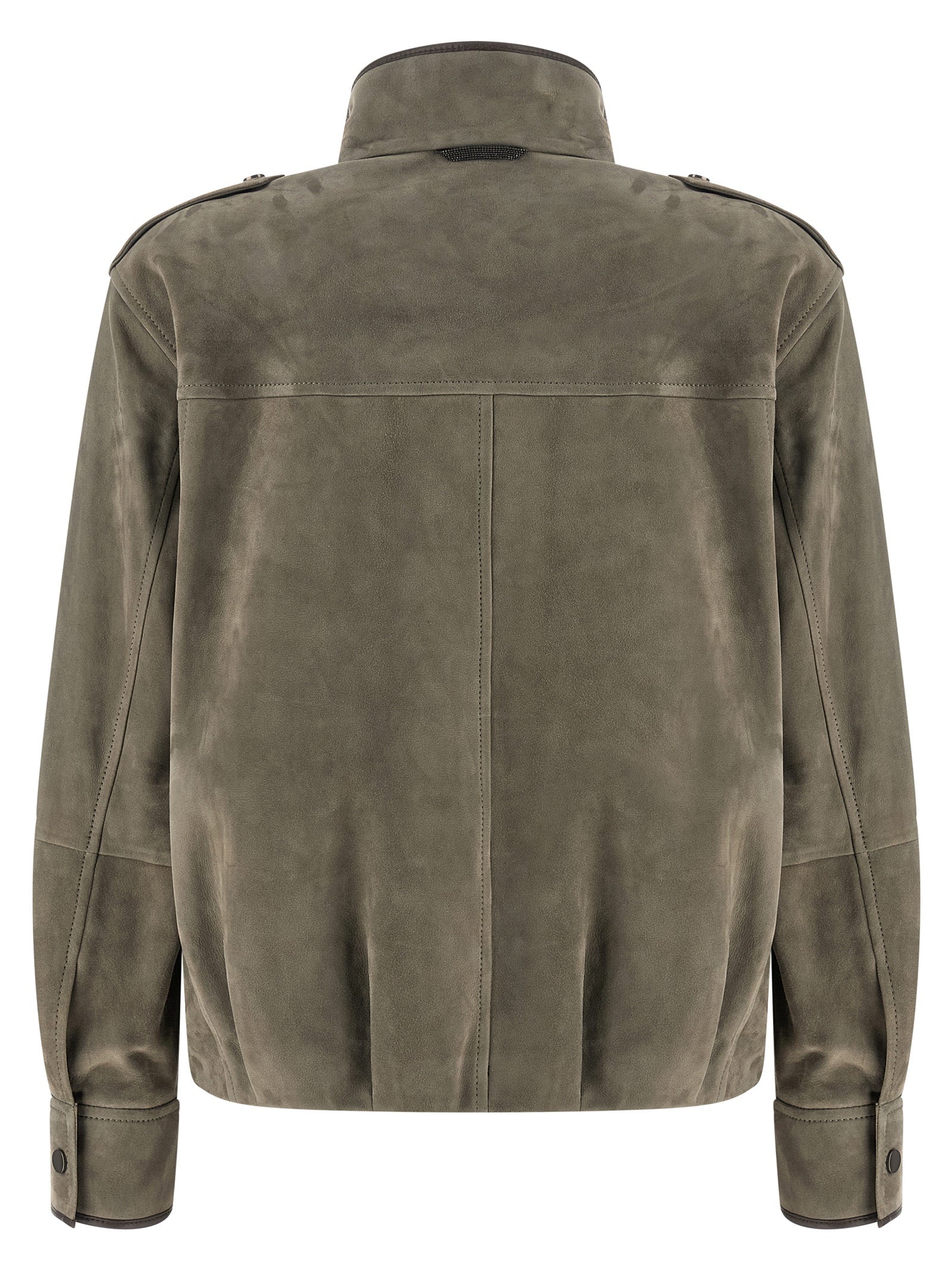 Brunello Cucinelli Gray Calfskin Leather Jacket Brunello Cucinelli