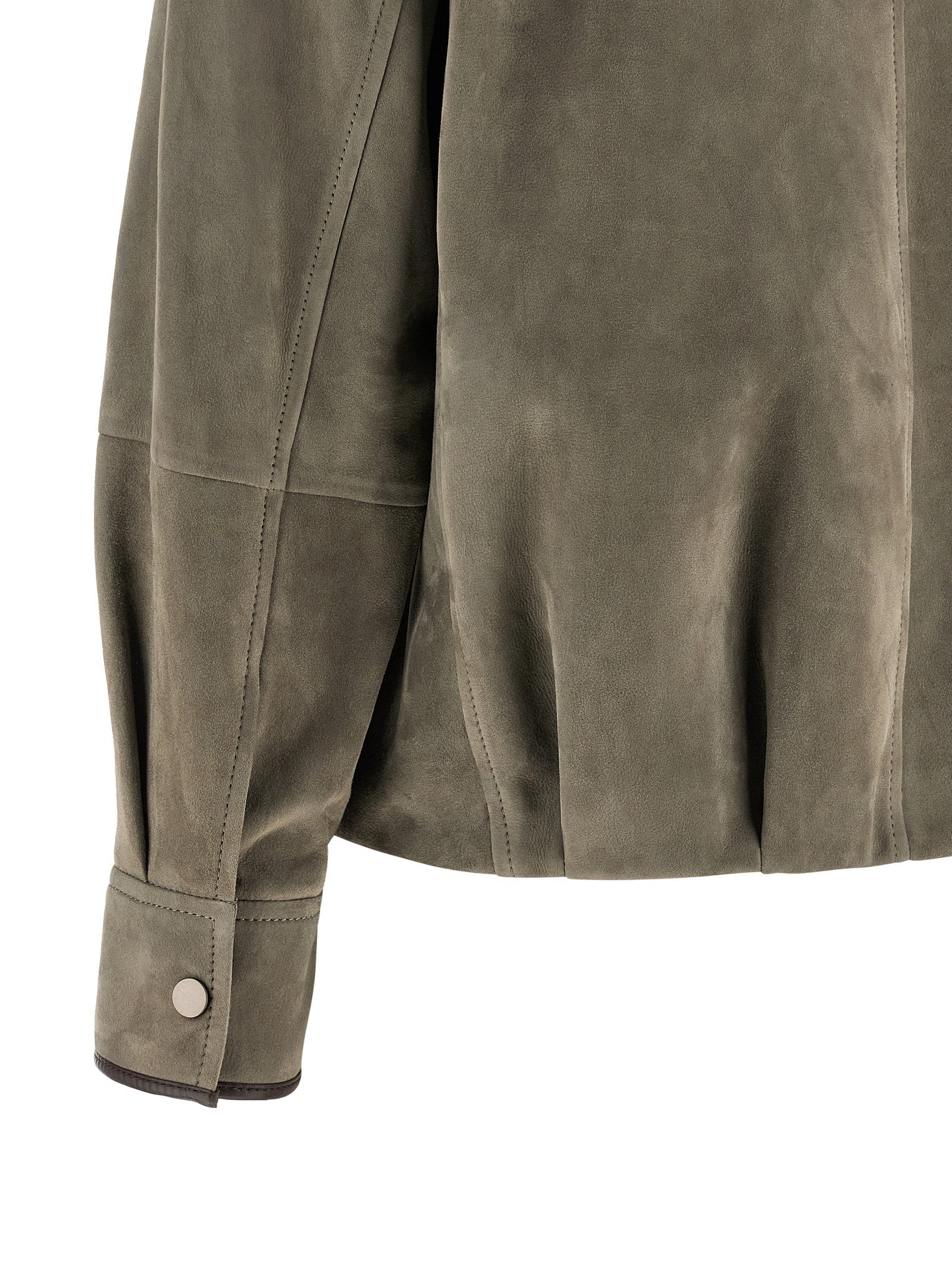 Brunello Cucinelli Gray Calfskin Leather Jacket Brunello Cucinelli