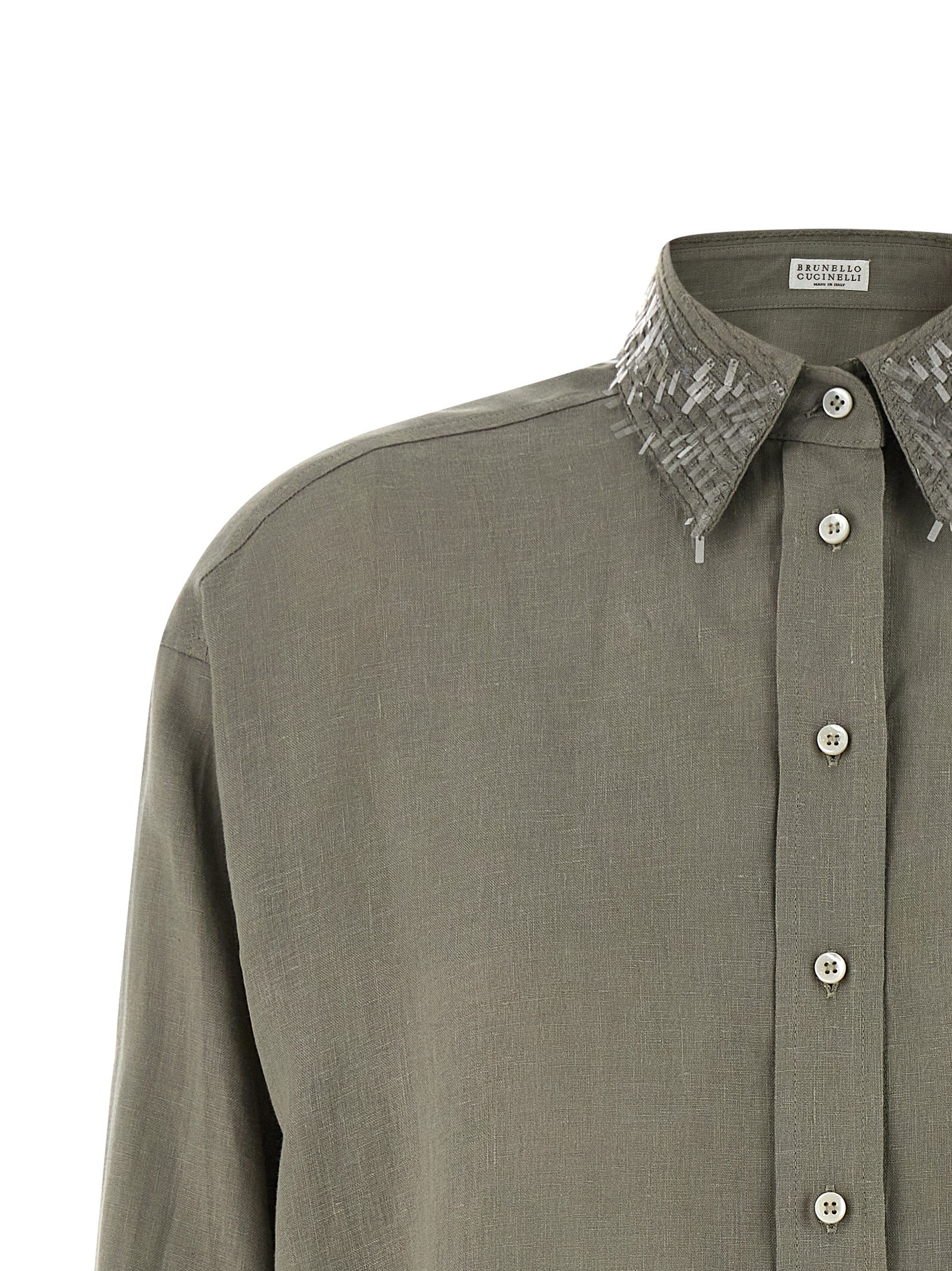 Brunello Cucinelli Bicolor Linen Blouse Brunello Cucinelli