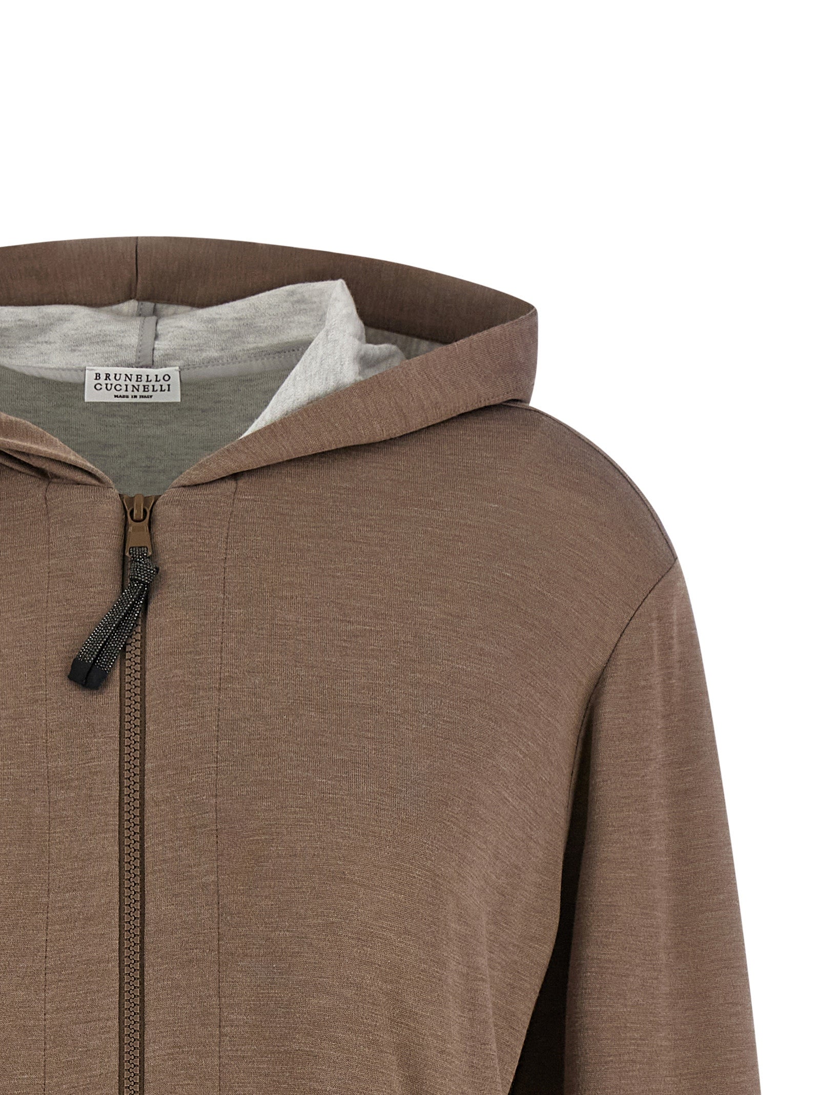 Brunello Cucinelli Brown Cotton Hoodie Brunello Cucinelli