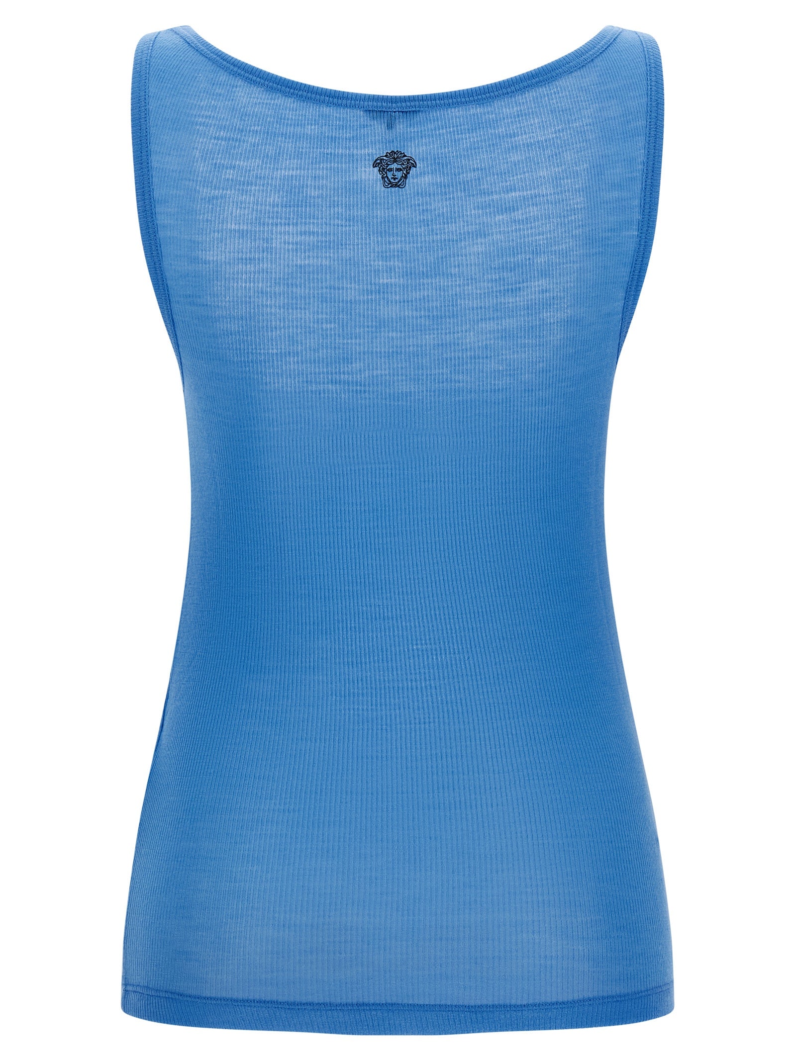 Versace Blue Virgin Wool Tank Tops Versace