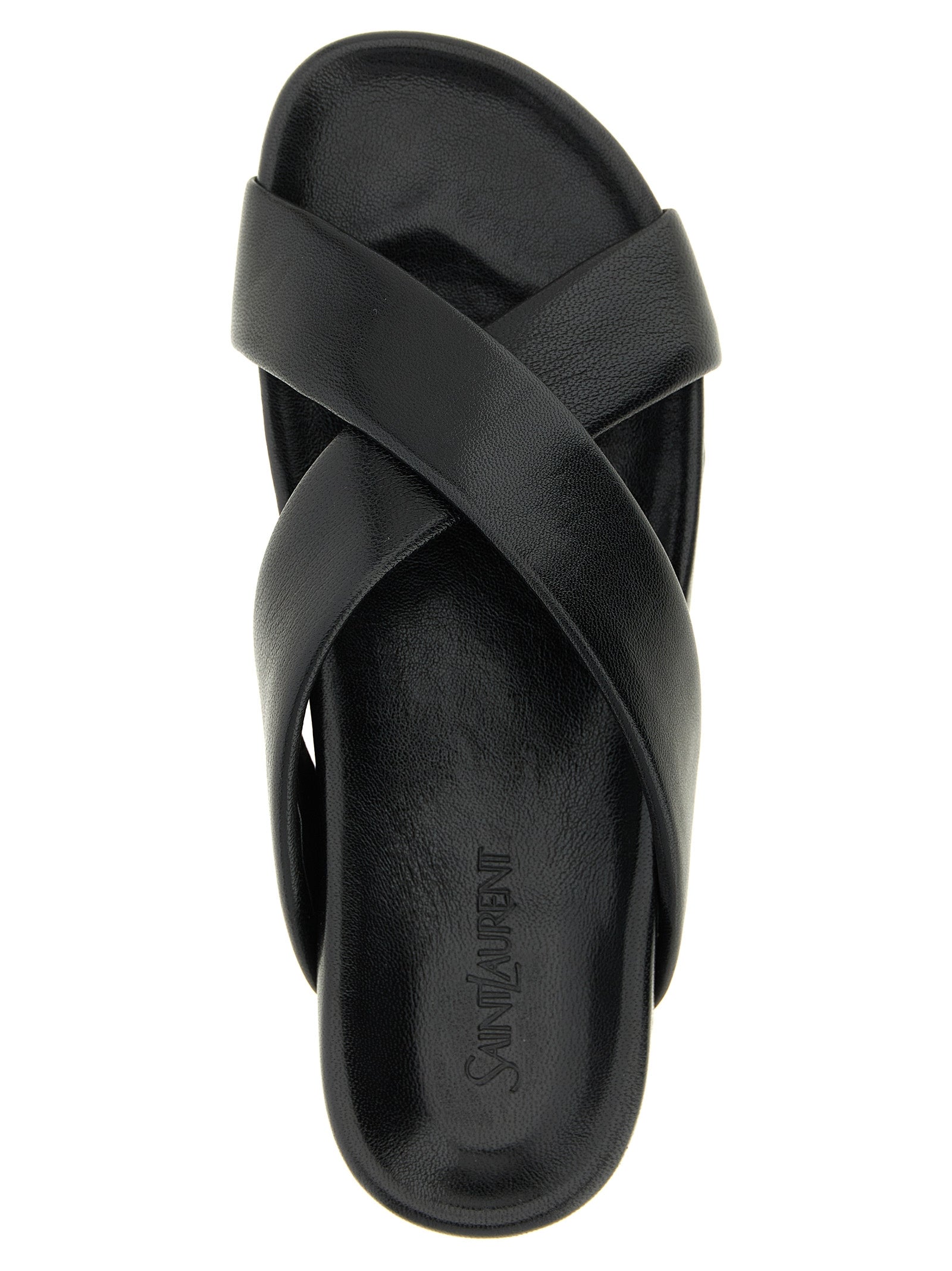 Saint Laurent Black Lamb Leather Slides Saint Laurent