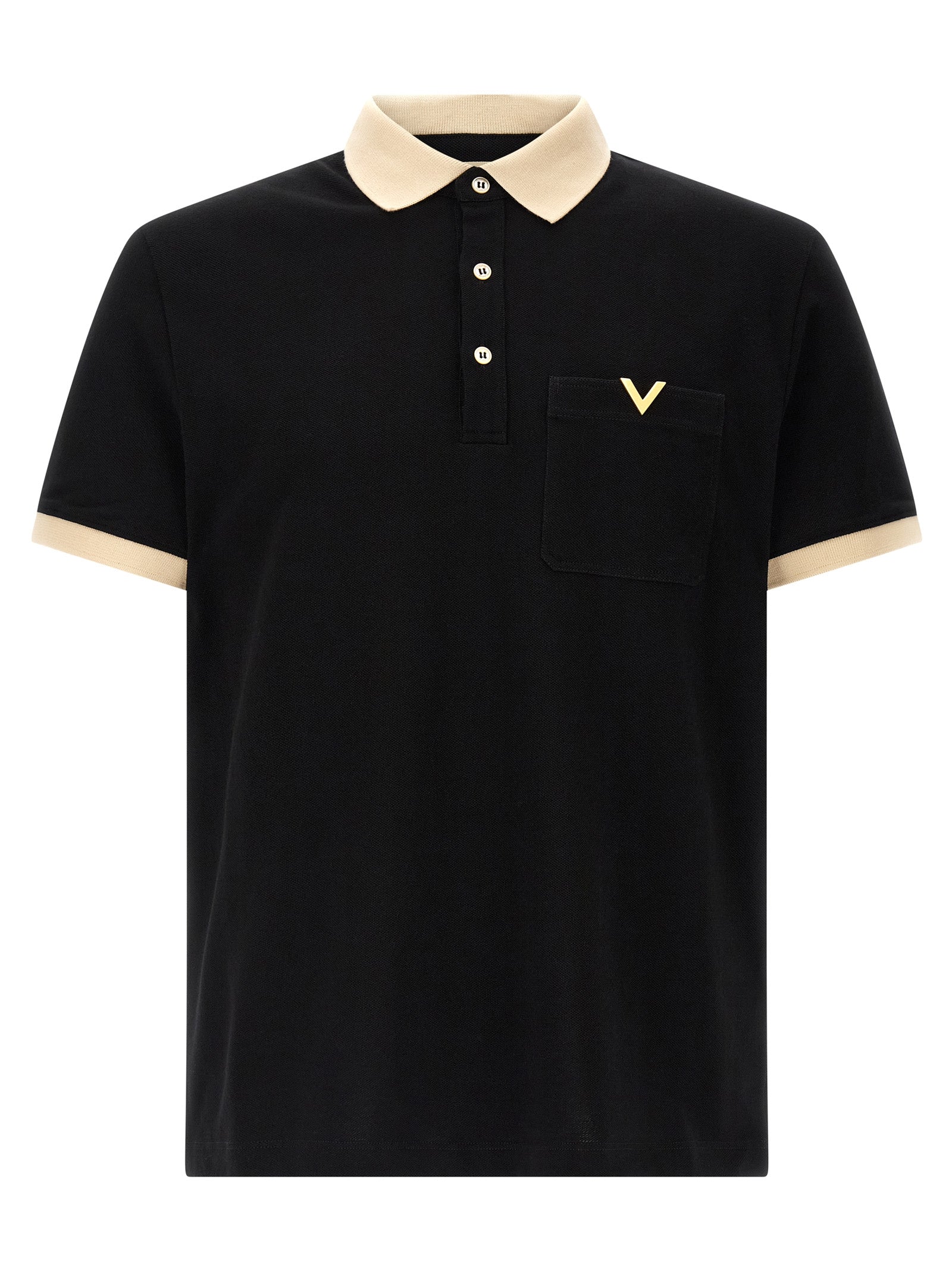 Valentino Garavani Black Cotton Polo Shirt Valentino Garavani