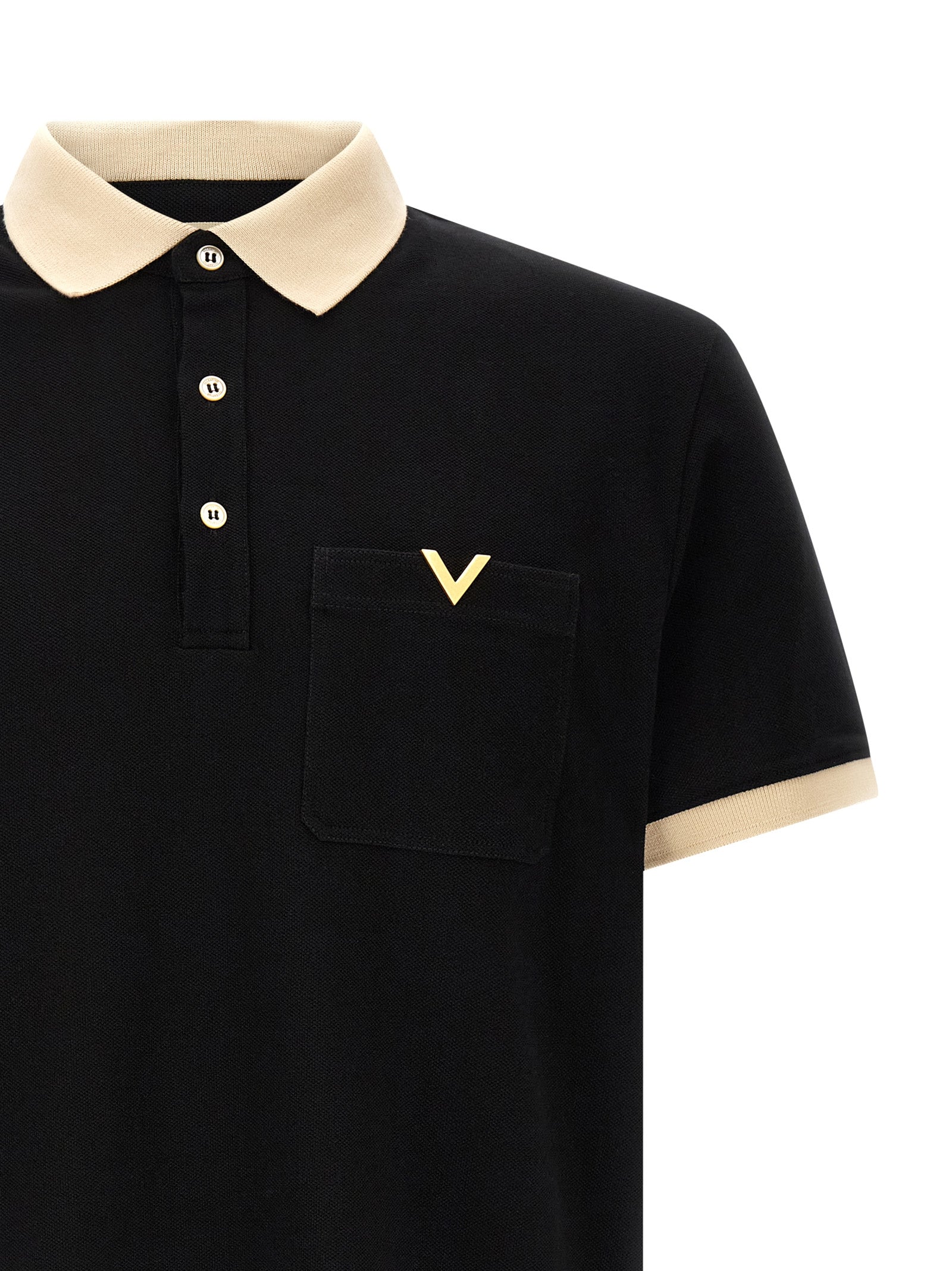 Valentino Garavani Black Cotton Polo Shirt Valentino Garavani