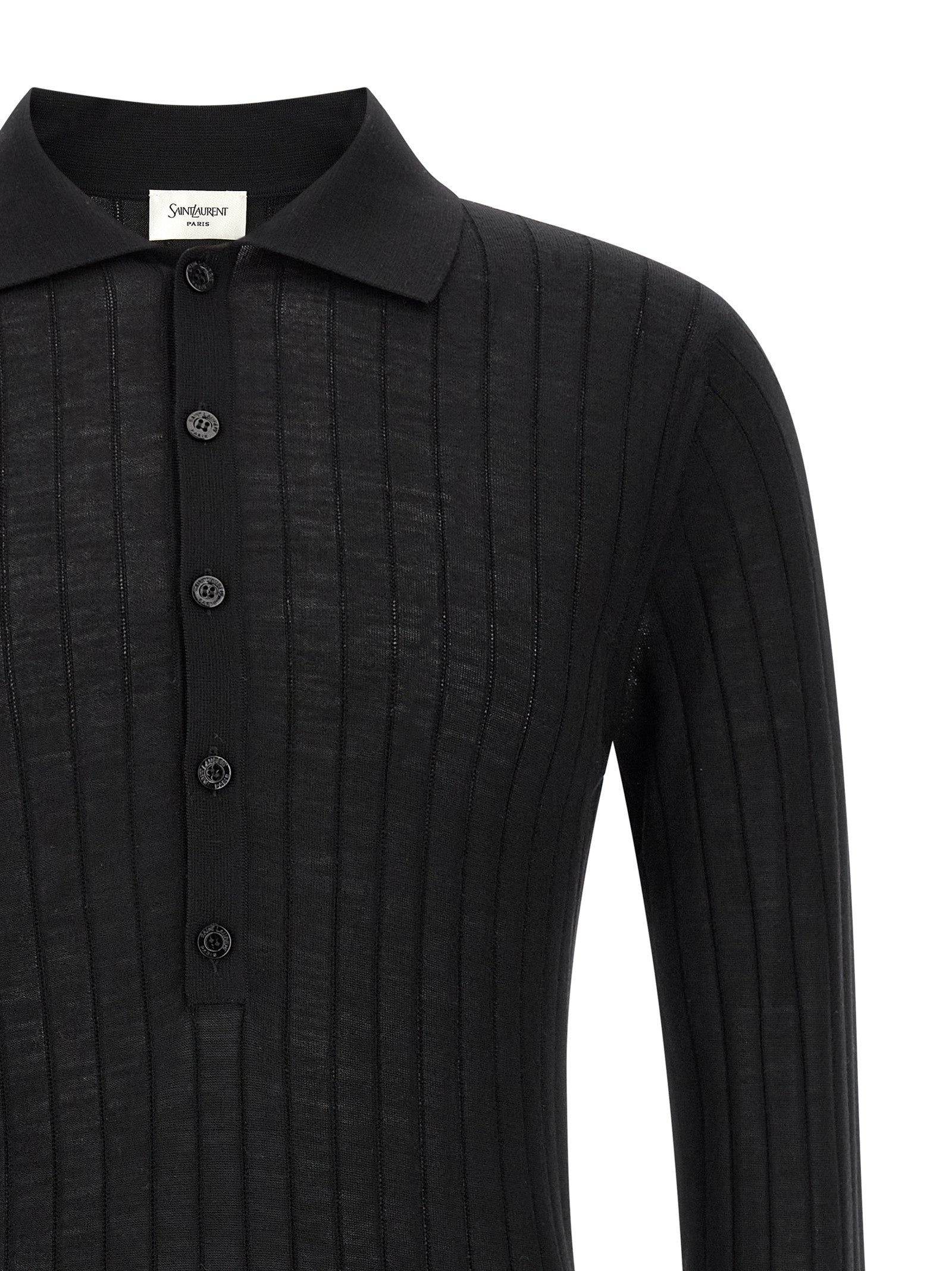 Saint Laurent Black Wool Polo Shirt Saint Laurent