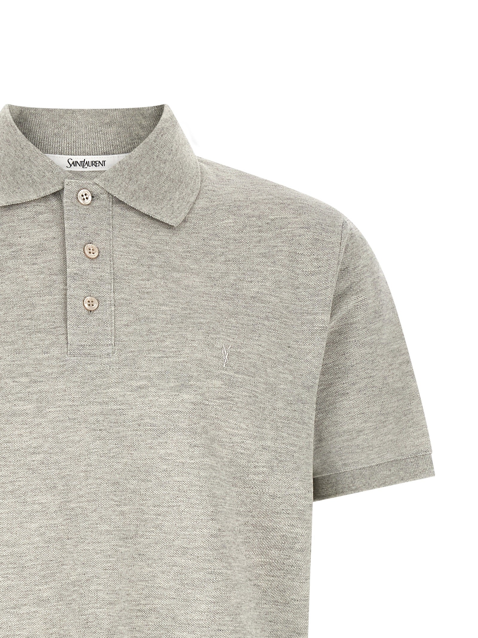 Saint Laurent Gray Cotton Polo Shirt Saint Laurent