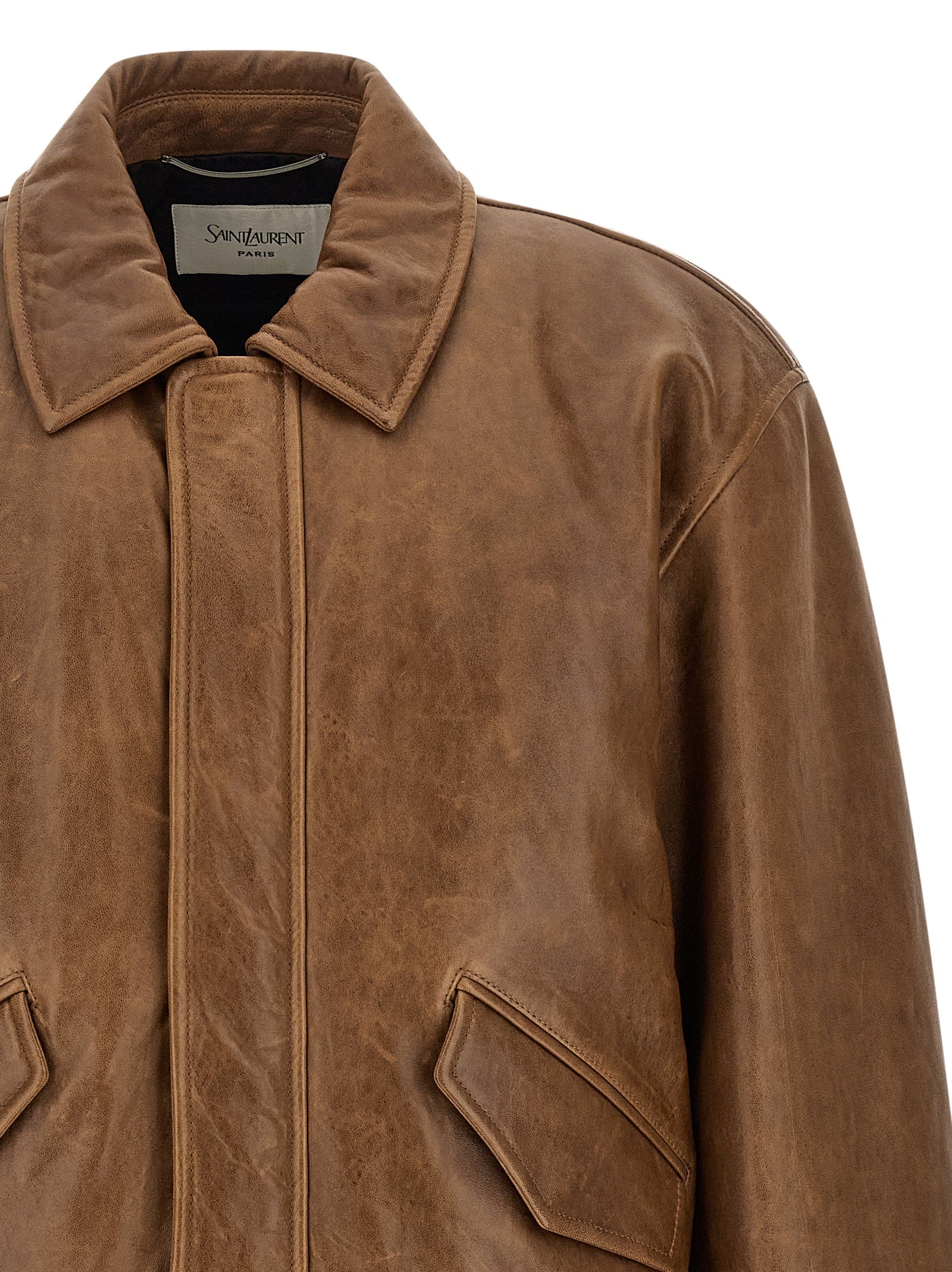 Saint Laurent Brown Lamb Leather Leather Jacket Saint Laurent