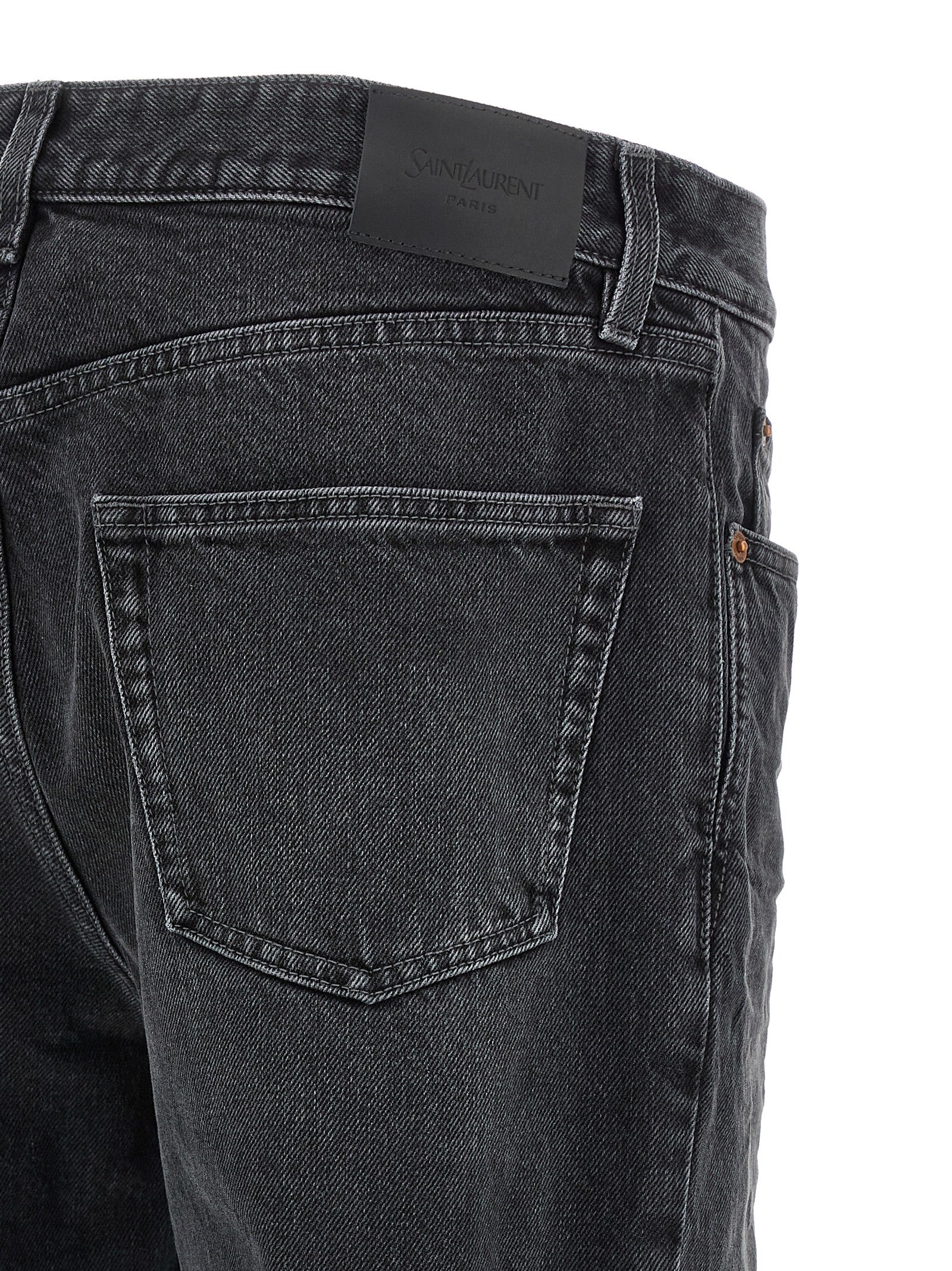Saint Laurent Black Cotton Straight-Leg Jeans Saint Laurent