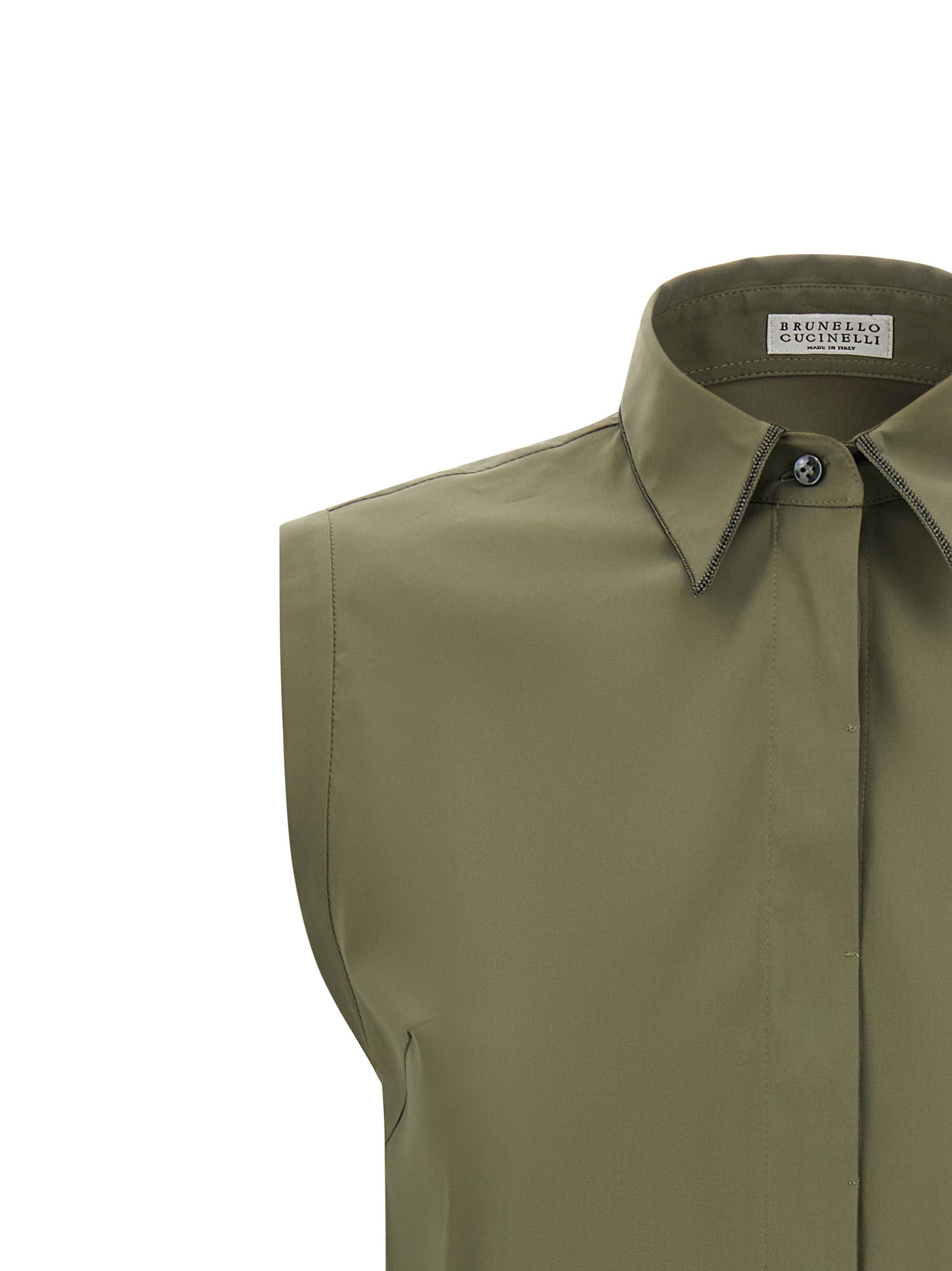 Brunello Cucinelli Bicolor Cotton Blouse Brunello Cucinelli