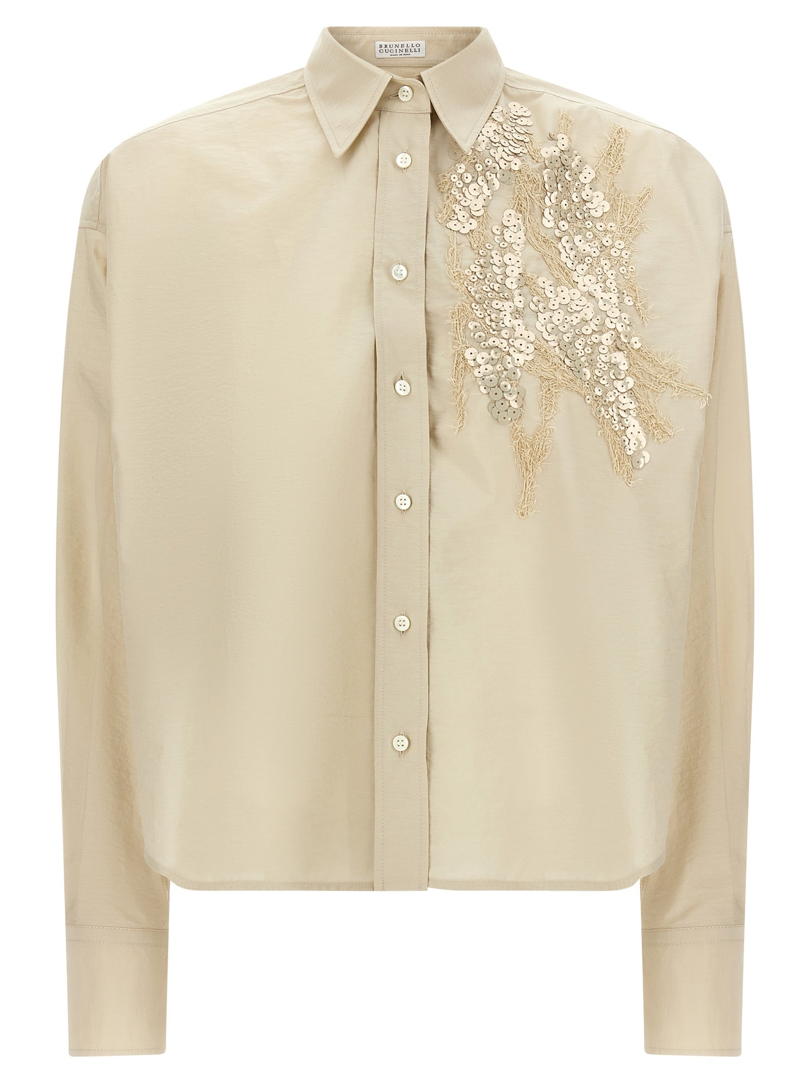 Brunello Cucinelli Beige Cotton Blouse Brunello Cucinelli