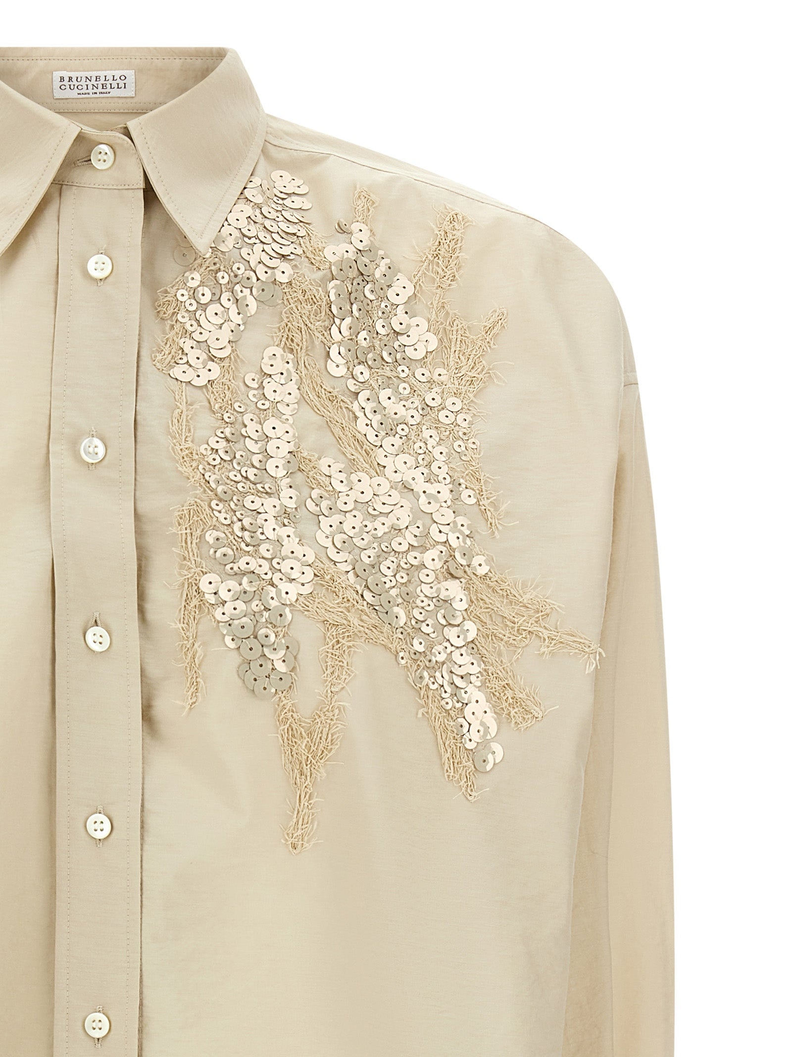 Brunello Cucinelli Beige Cotton Blouse Brunello Cucinelli