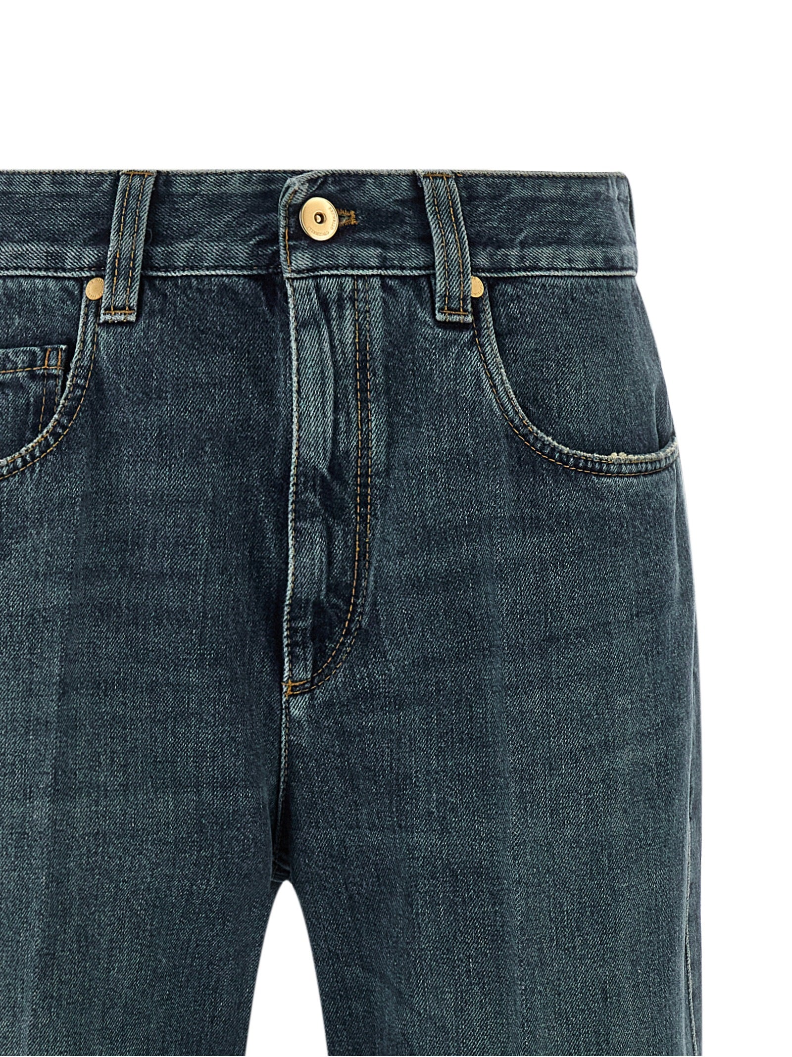 Brunello Cucinelli Blue Cotton Flared Jeans Brunello Cucinelli