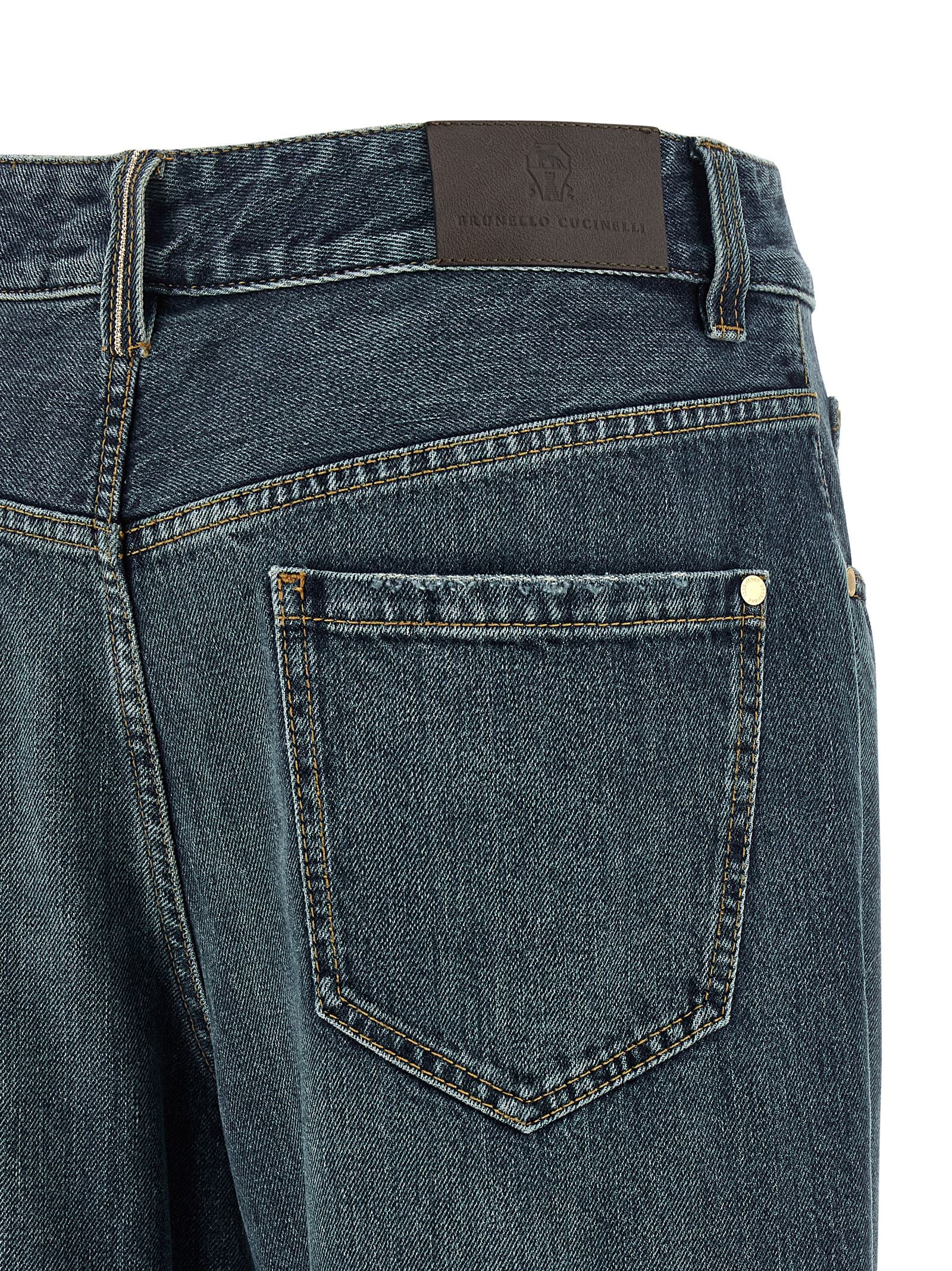 Brunello Cucinelli Blue Cotton Flared Jeans Brunello Cucinelli