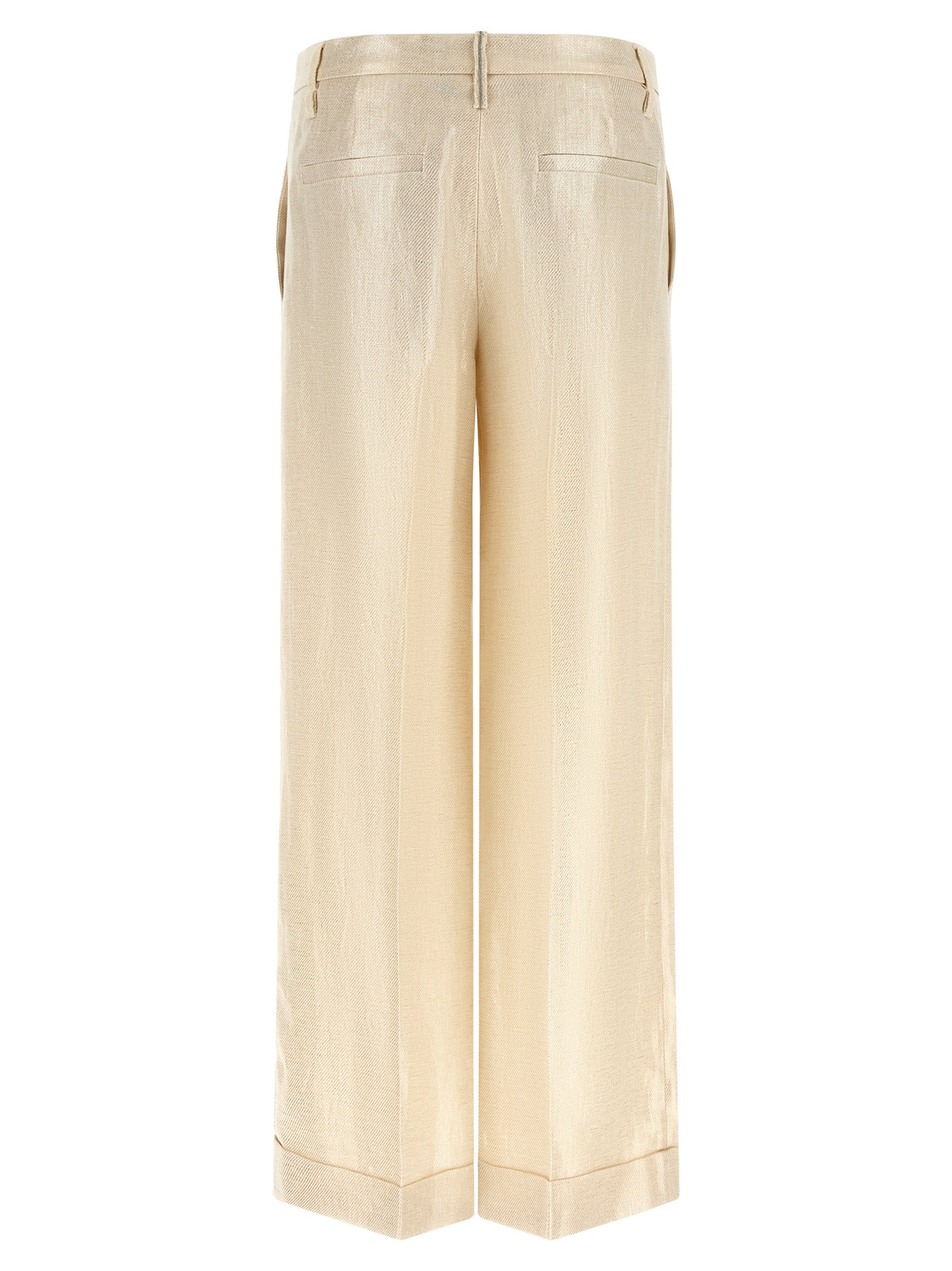 Brunello Cucinelli Gold Linen Casual Pants Brunello Cucinelli