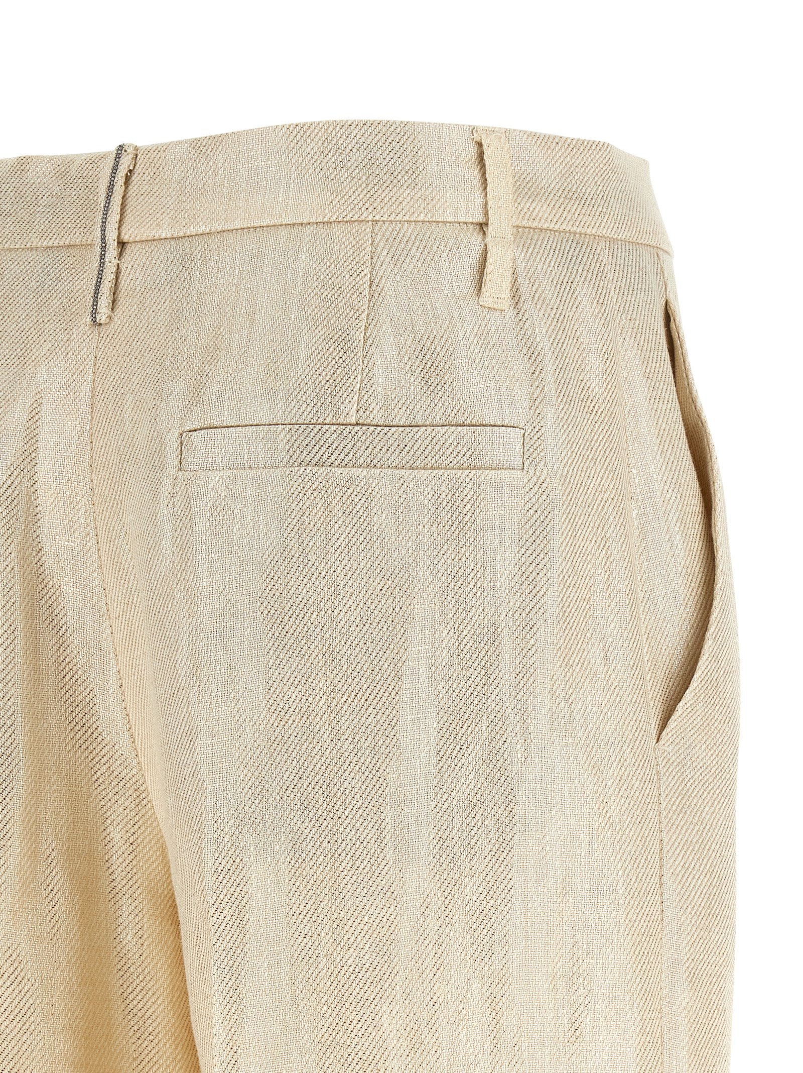 Brunello Cucinelli Gold Linen Casual Pants Brunello Cucinelli