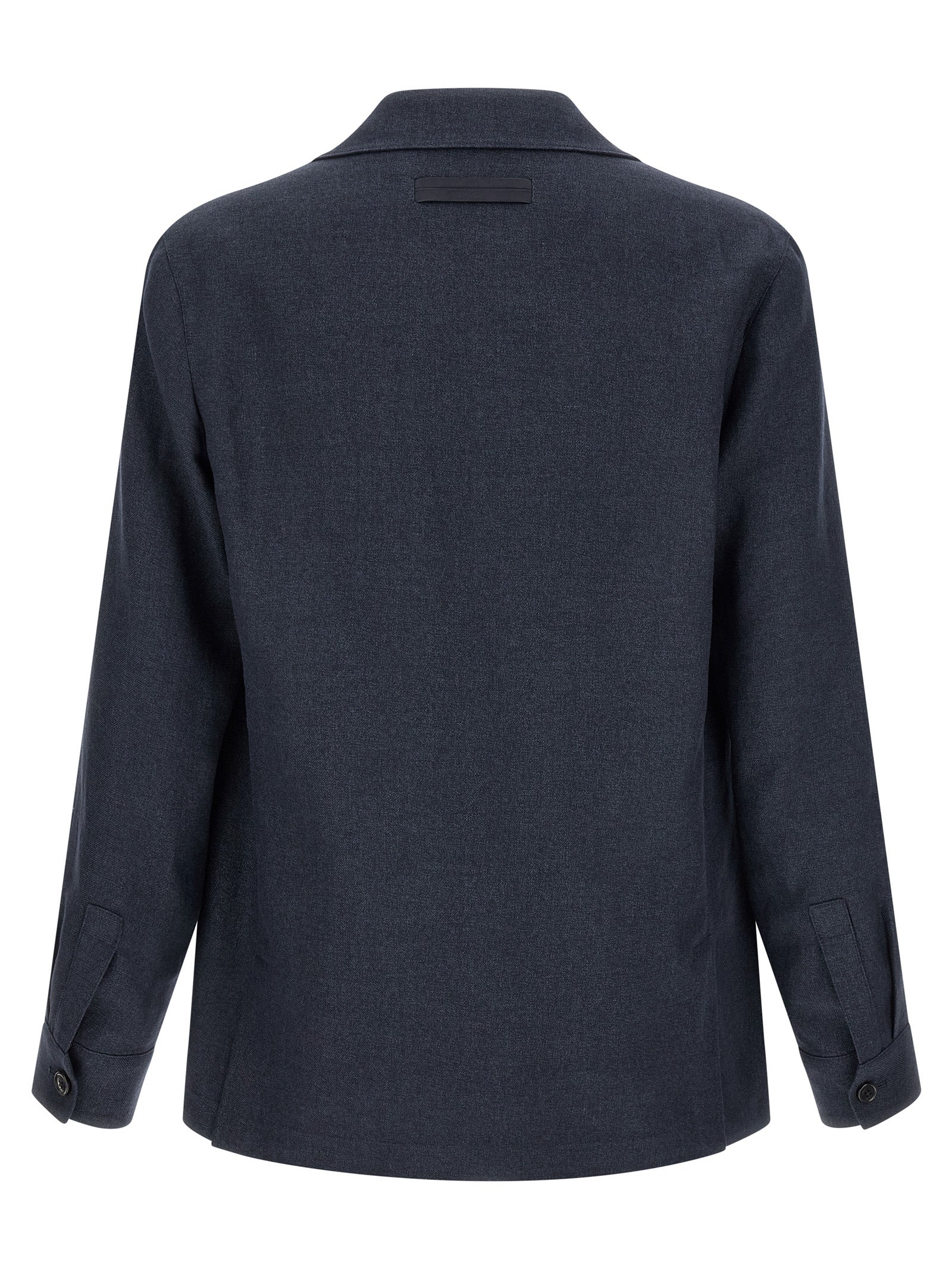 ZEGNA Blue Linen Full-Length Jacket ZEGNA