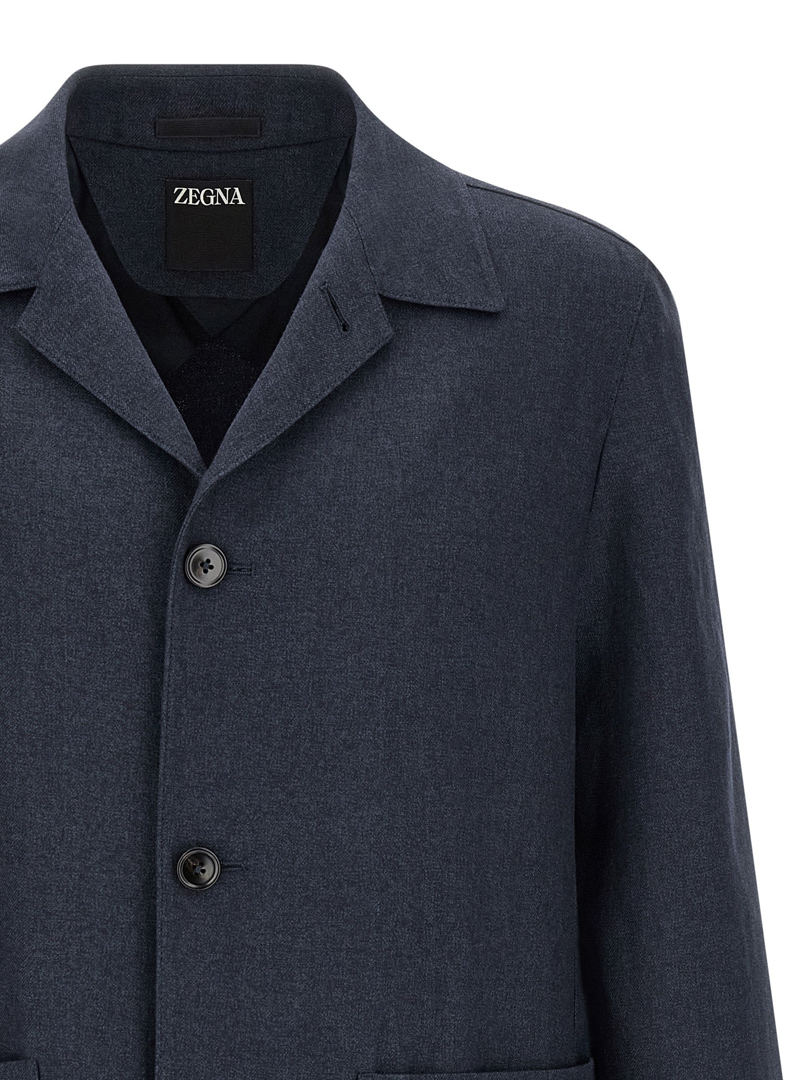 ZEGNA Blue Linen Full-Length Jacket ZEGNA