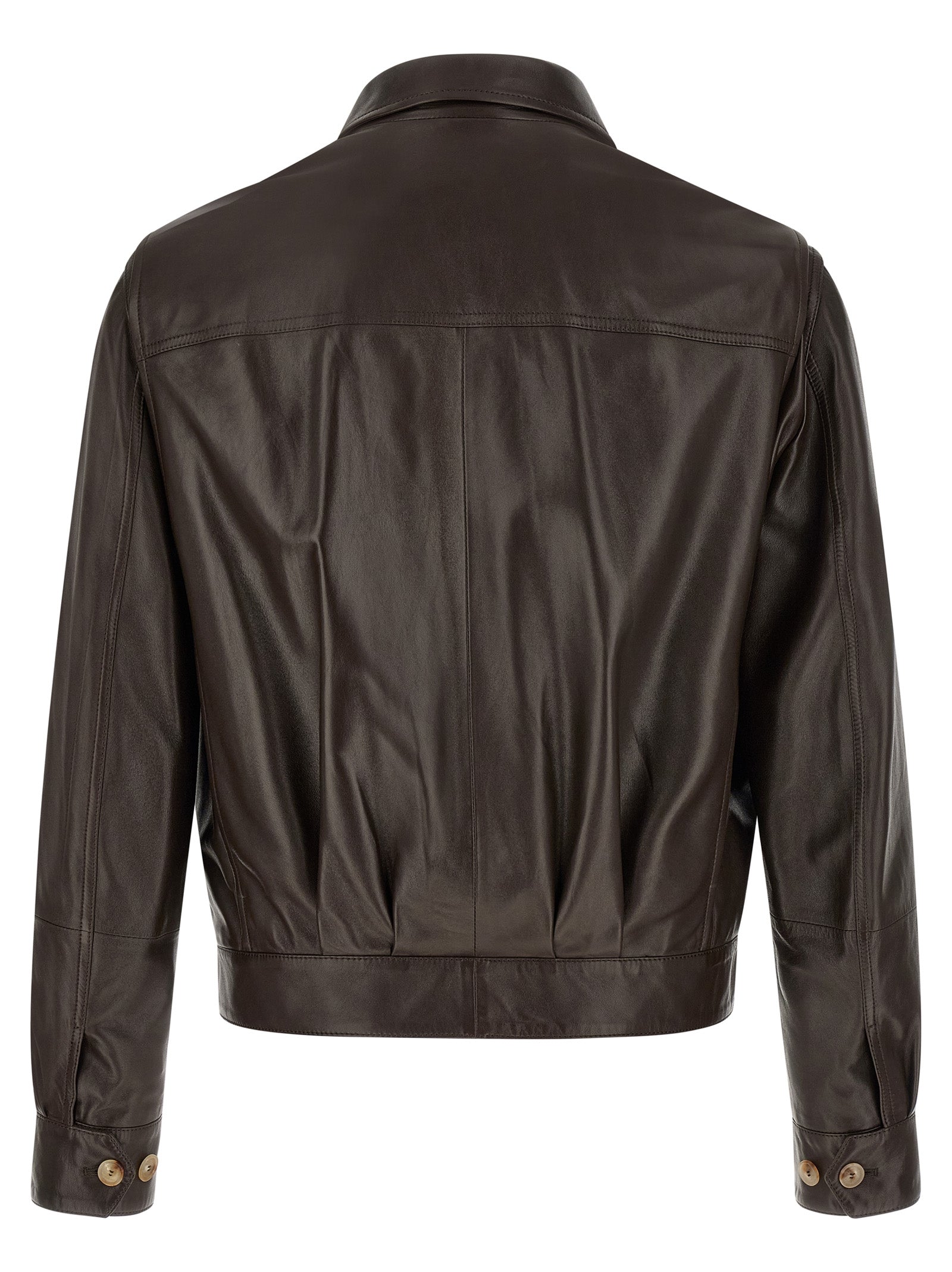 Brunello Cucinelli Brown Lamb Leather Leather Jacket Brunello Cucinelli