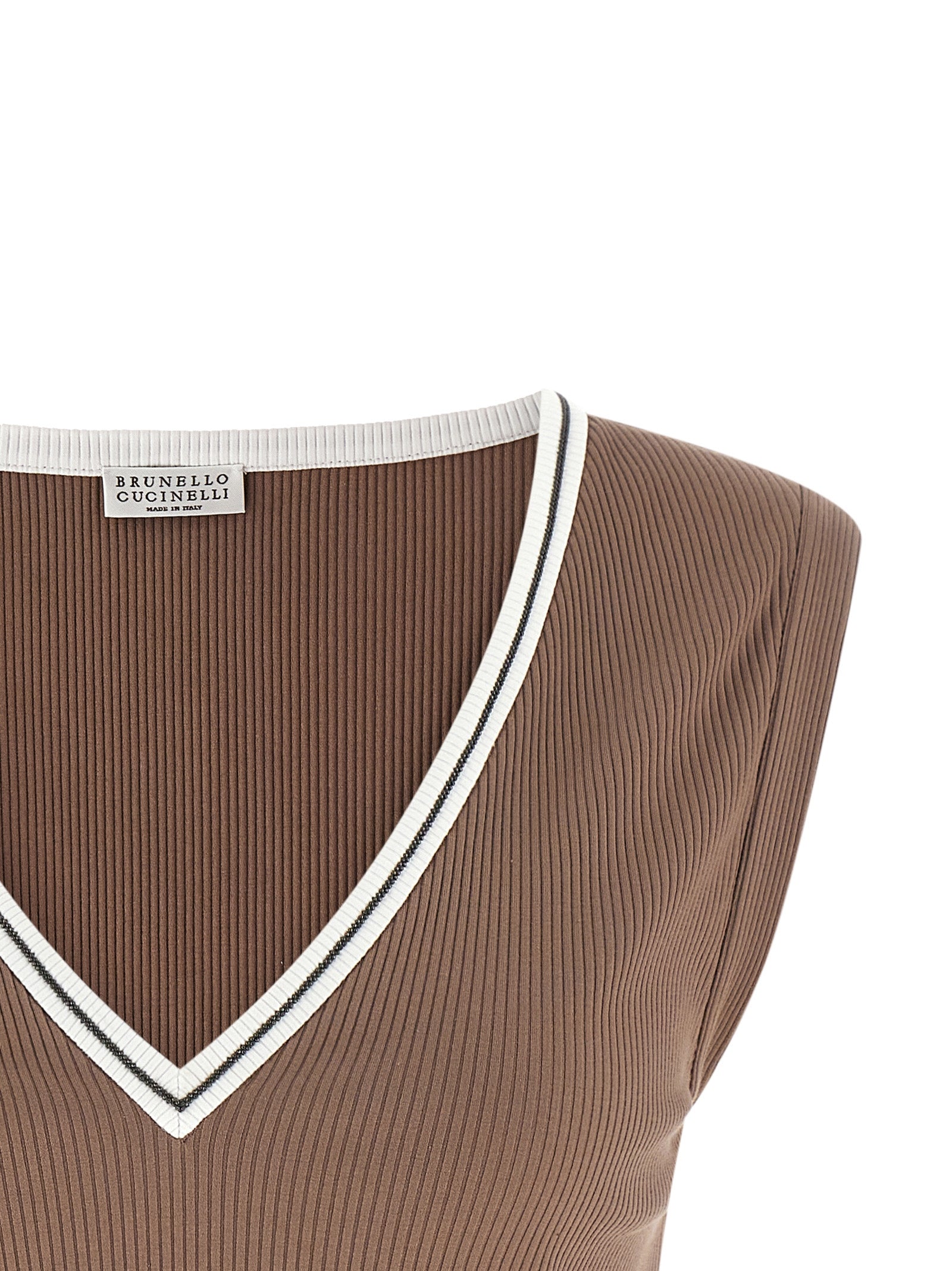 Brunello Cucinelli Brown Cotton Tank Tops Brunello Cucinelli