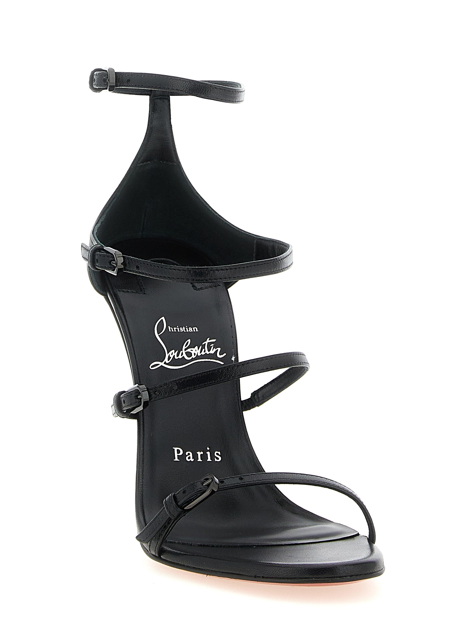 Christian Louboutin Black Goatskin Stiletto Heel Sandals Christian Louboutin