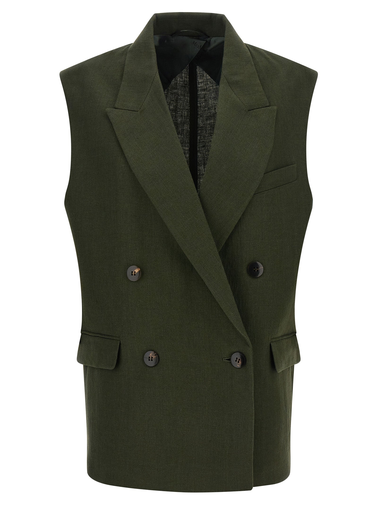 Max Mara Bicolor Linen Sleeveless Jacket Max Mara