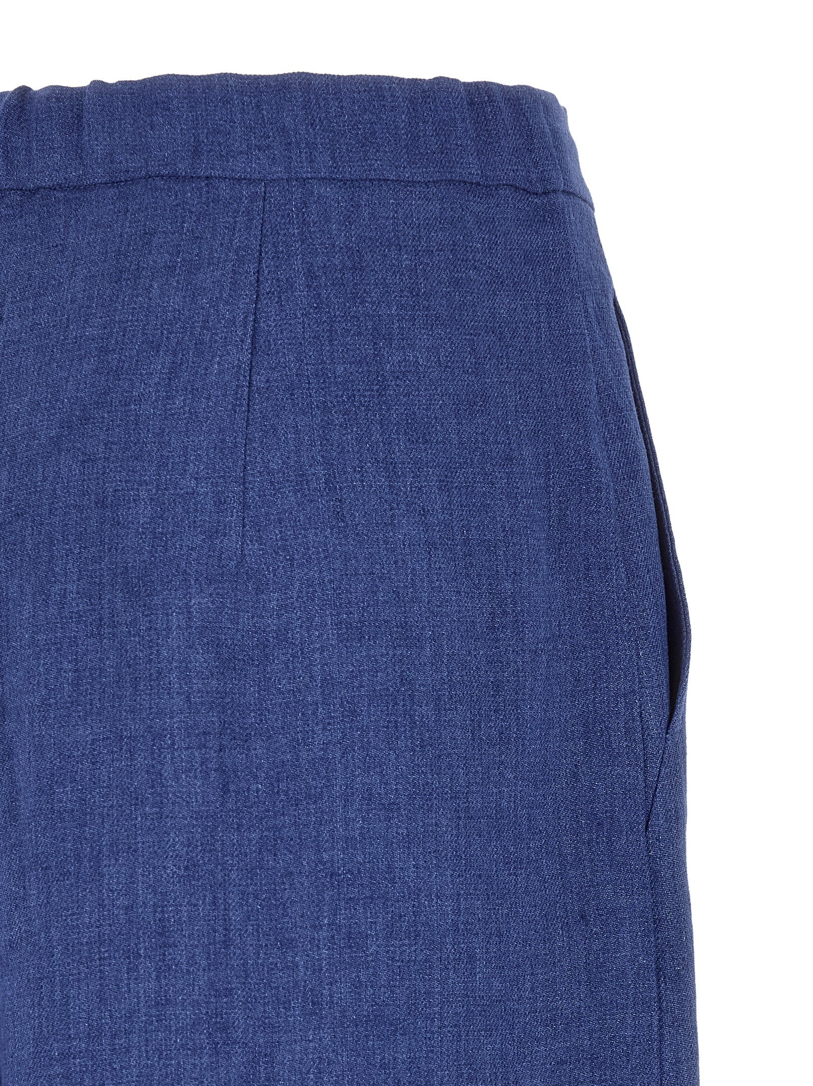 Max Mara Blue Linen Casual Pants Max Mara